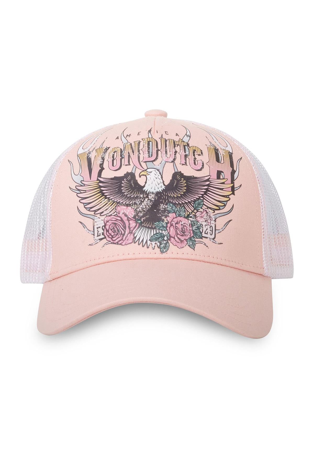 Pale pink cap with eagle print - Image n°2