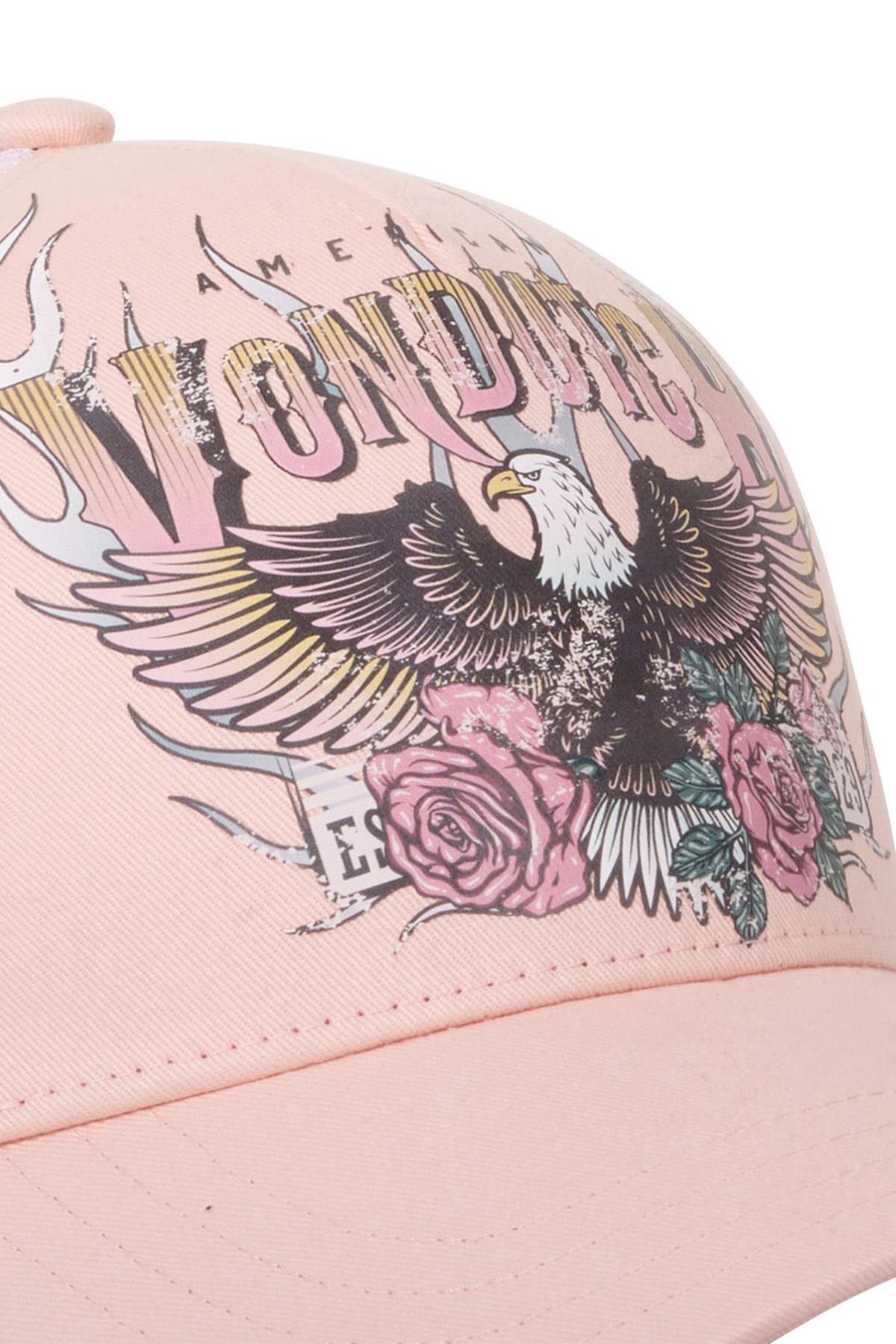 Pale pink cap with eagle print - Image n°3