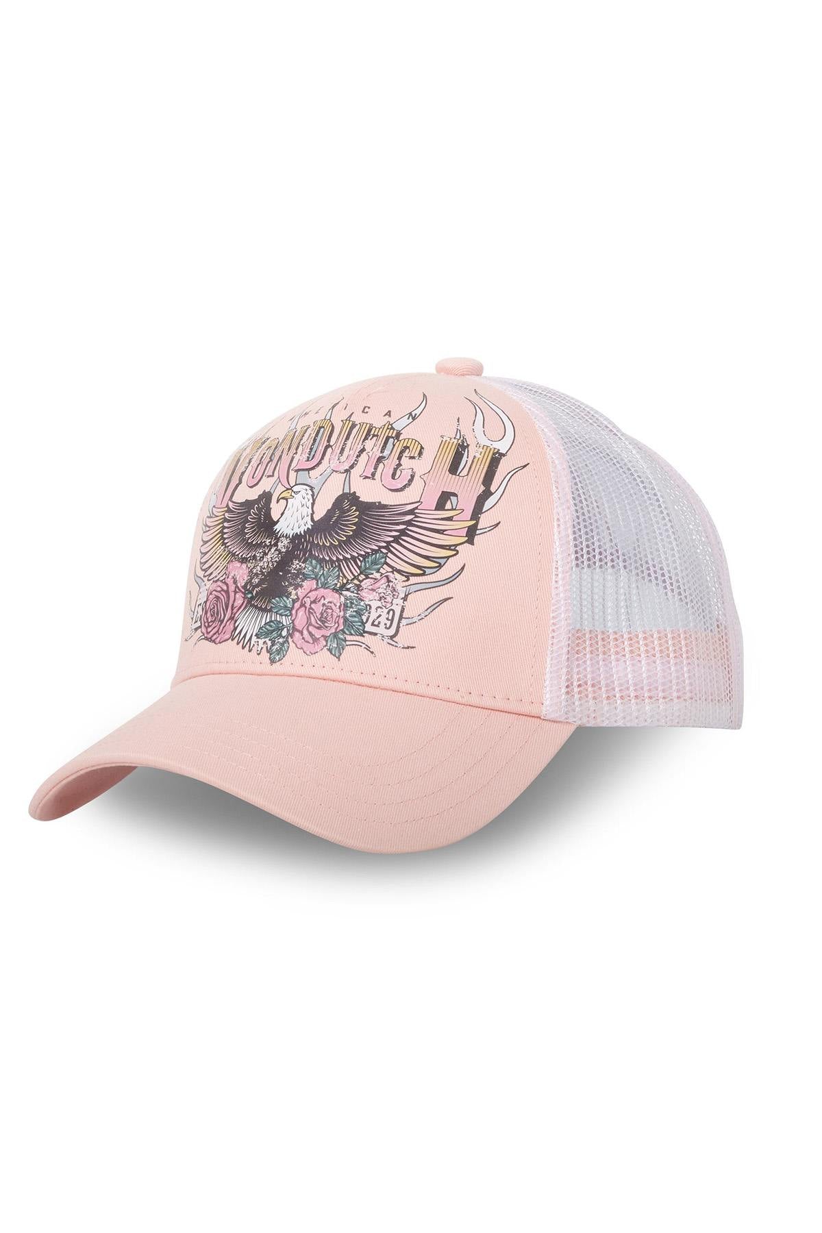 Pale pink cap with eagle print - Image n°1