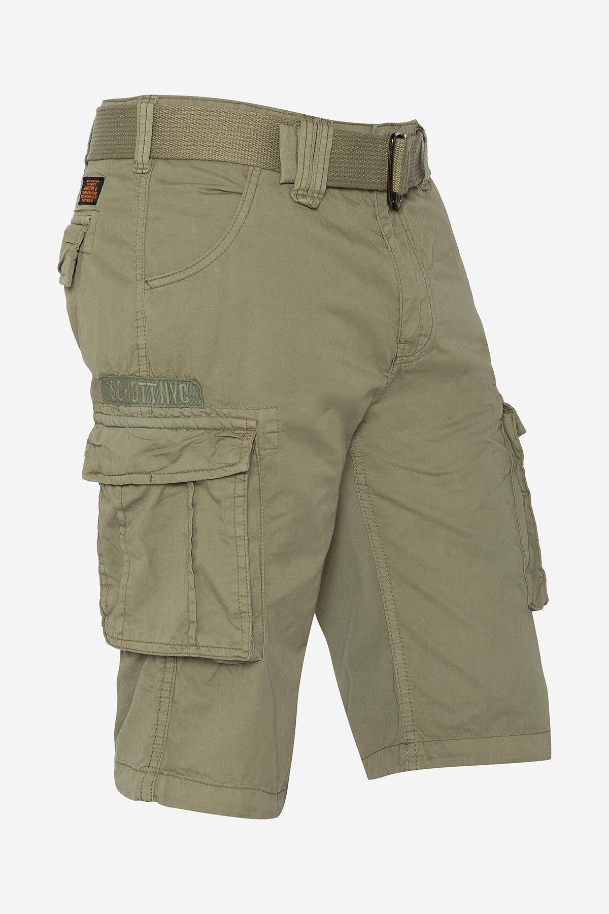 Light khaki cotton cargo shorts - Image n°4