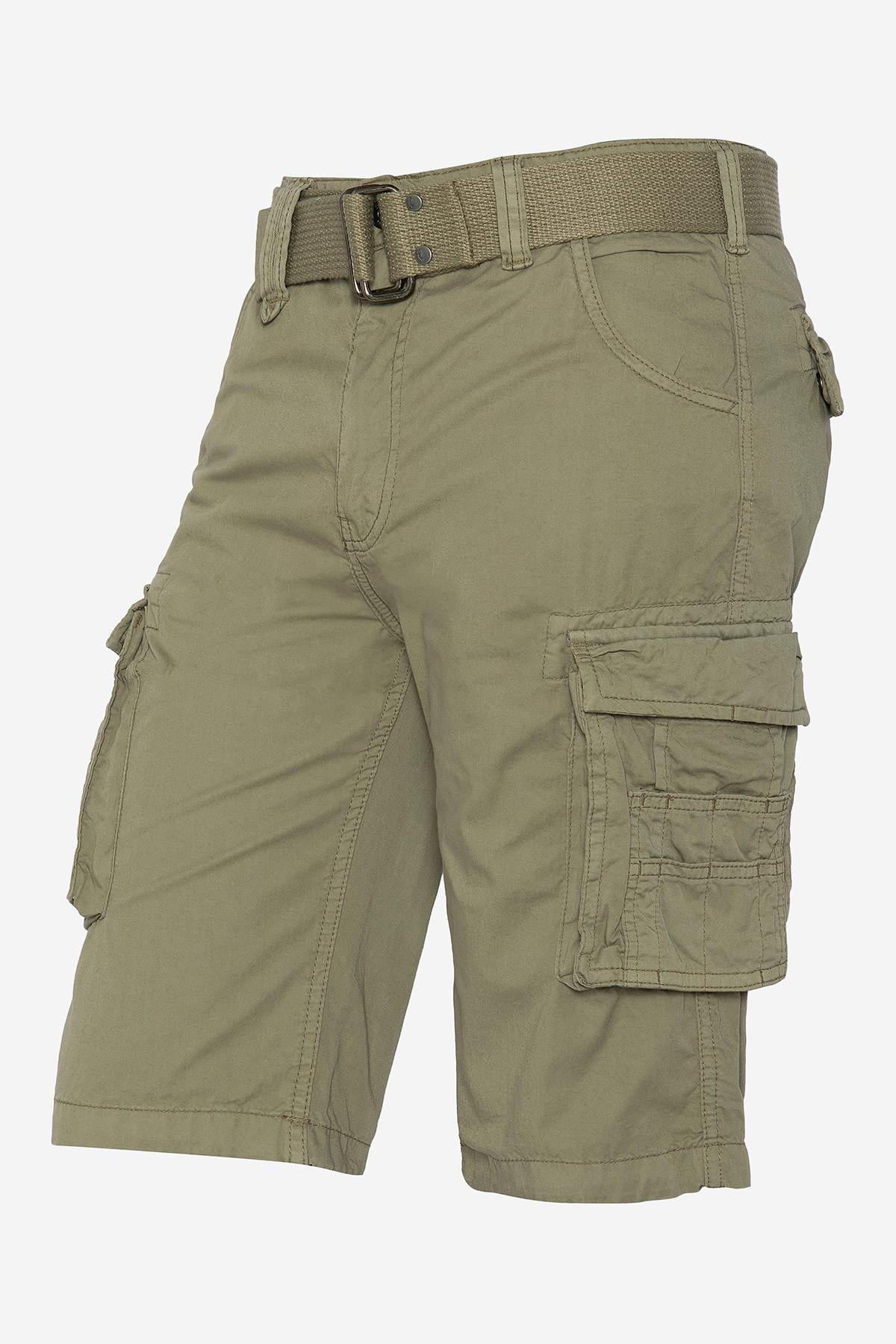 Light khaki cotton cargo shorts - Image n°3