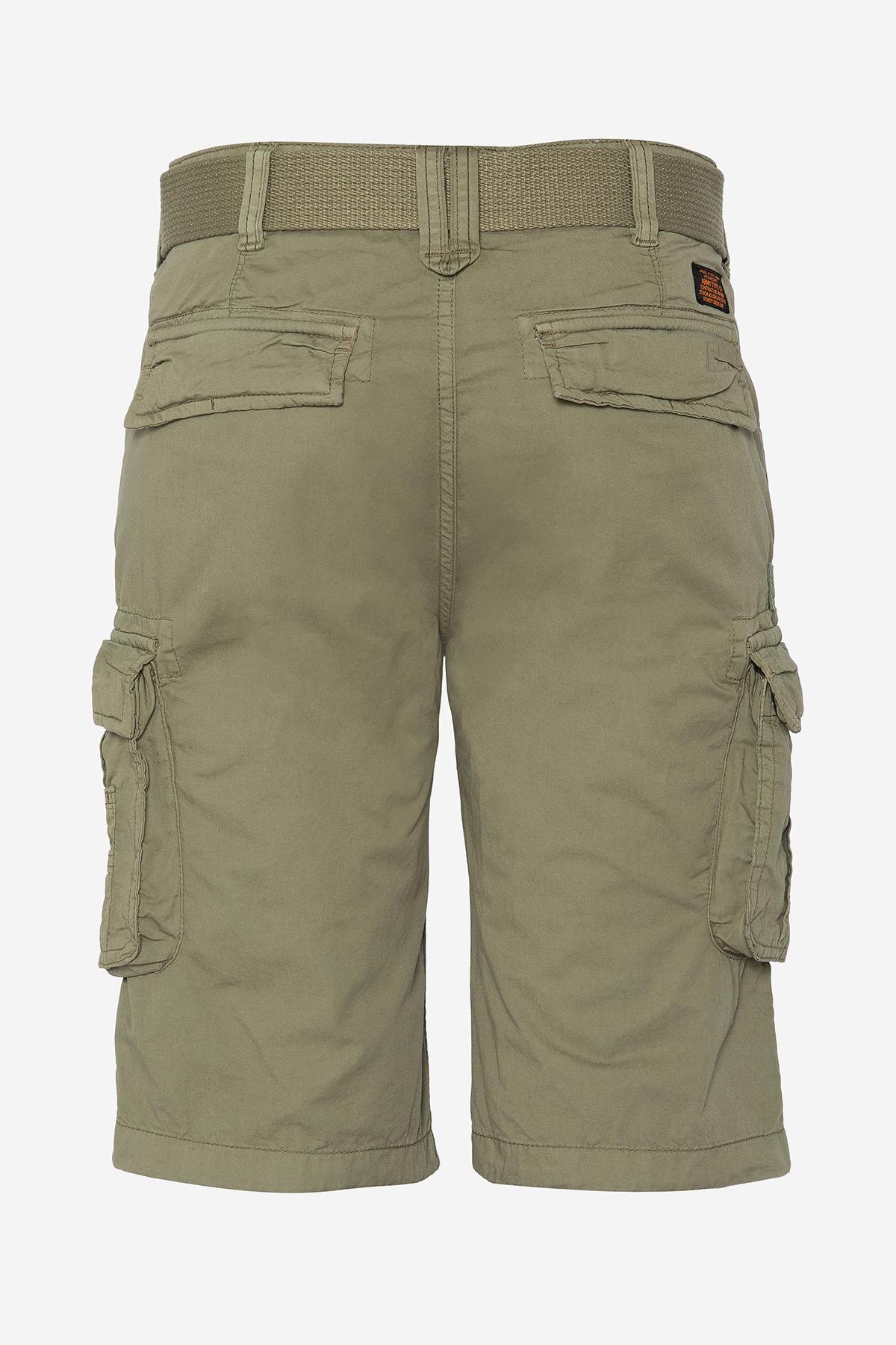 Light khaki cotton cargo shorts - Image n°2