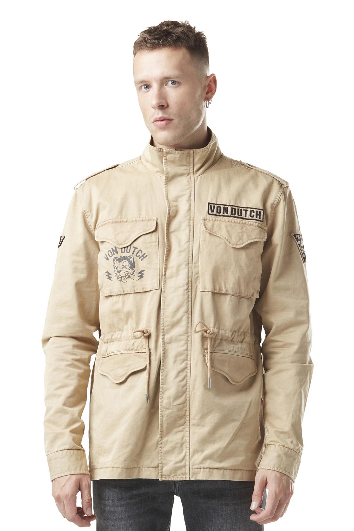 Beige cotton jacket with multiple pockets - Image n°1