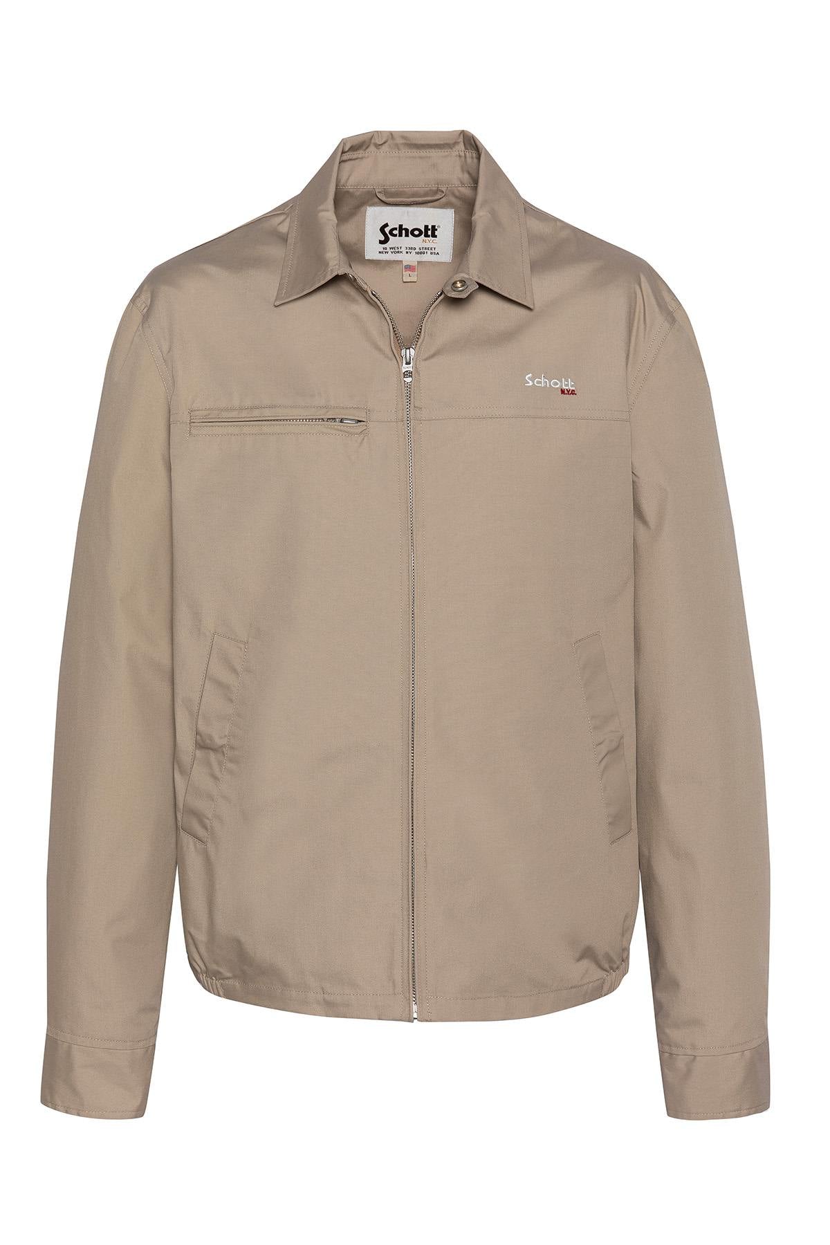 Light beige shirt collar textile jacket - Image n°1