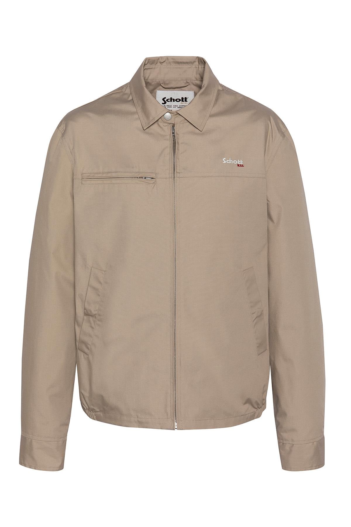 Light beige shirt collar textile jacket - Image n°3