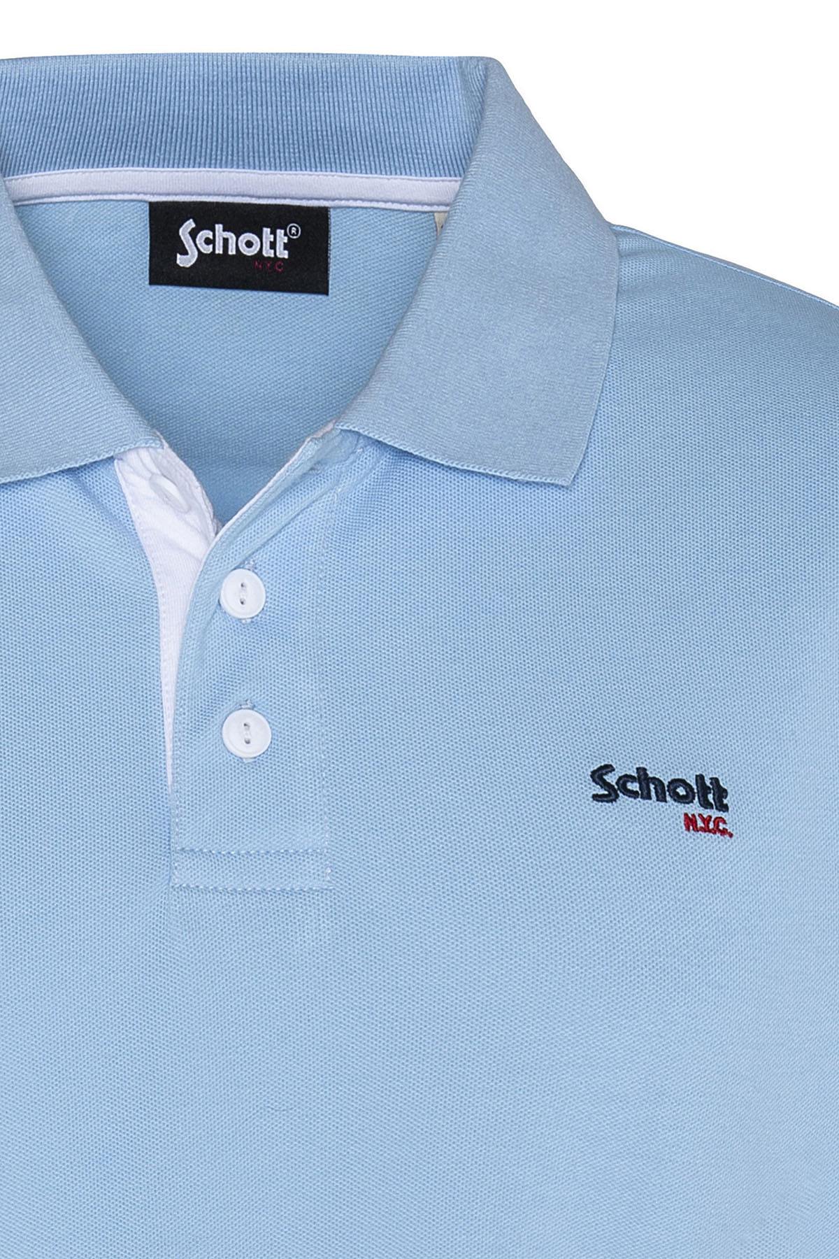 Sky blue and white cotton polo shirt - Image n°6