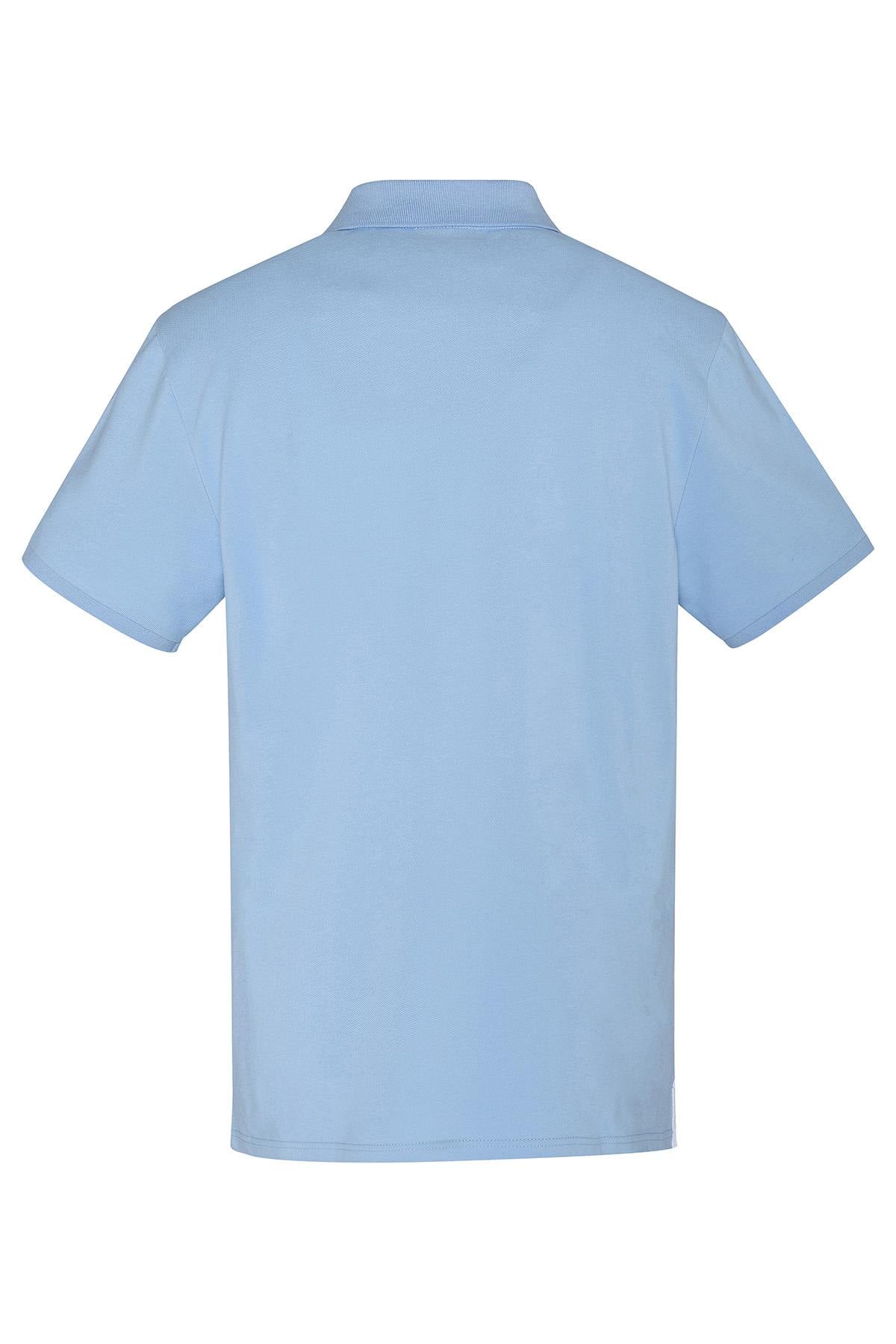 Sky blue and white cotton polo shirt - Image n°4