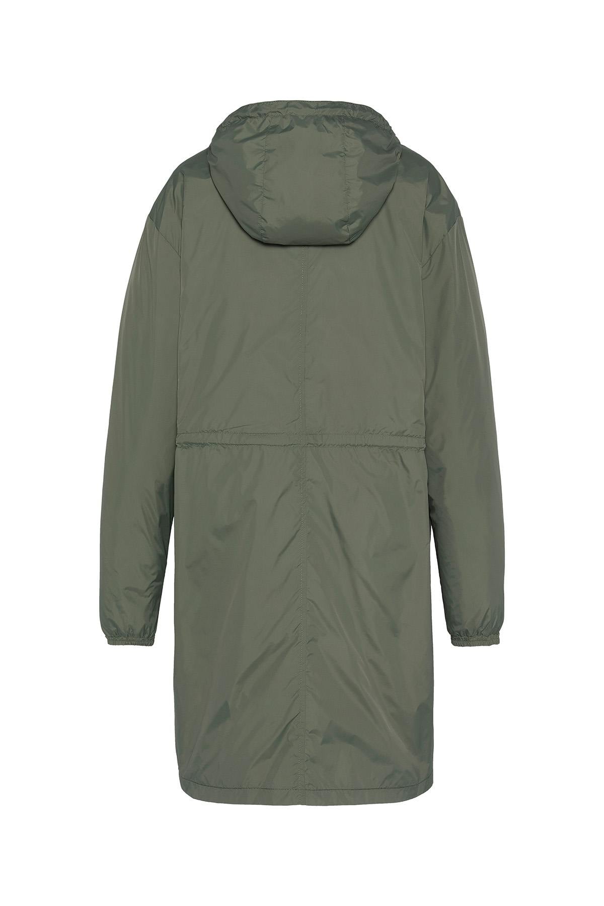 Long reversible black and sage khaki jacket - Image n°11