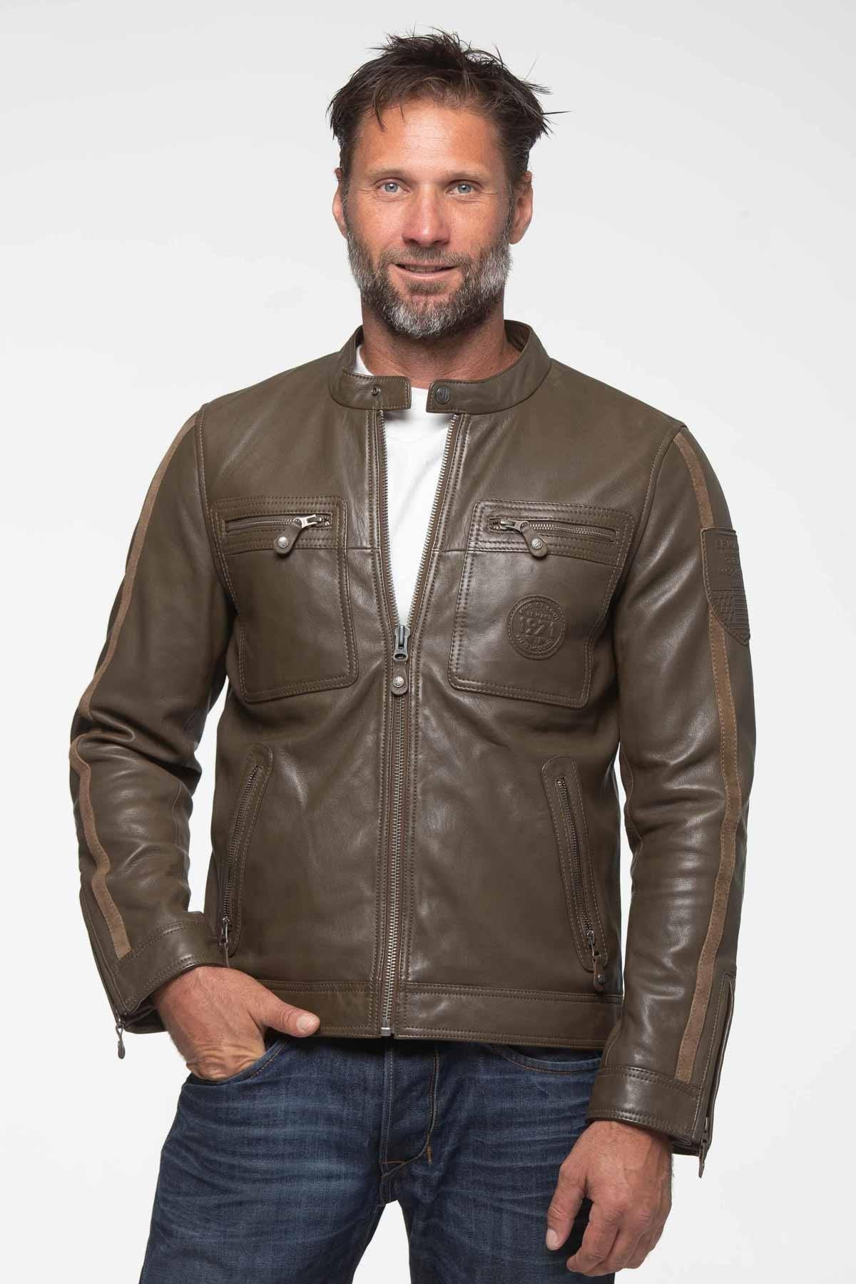 Steve McQueen army-colored leather jacket - Image n°2