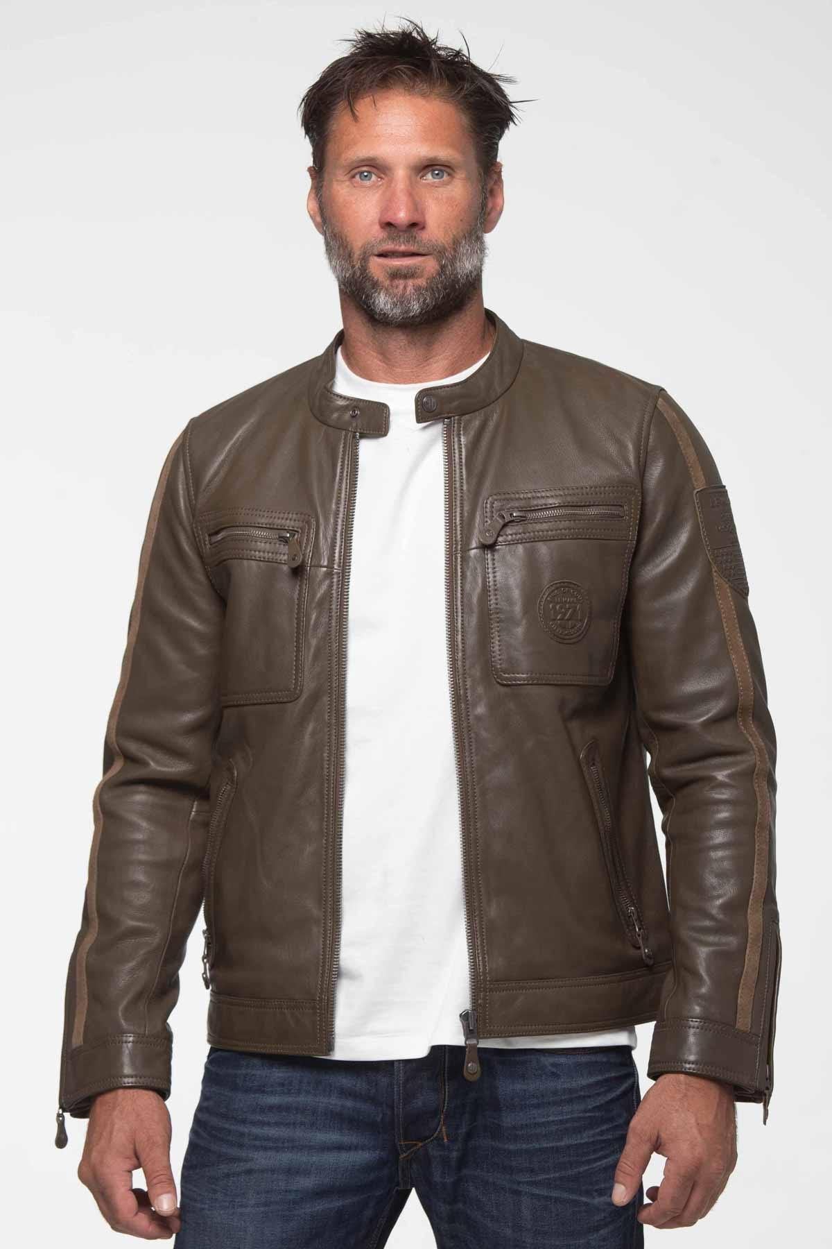 Steve McQueen army-colored leather jacket - Image n°1