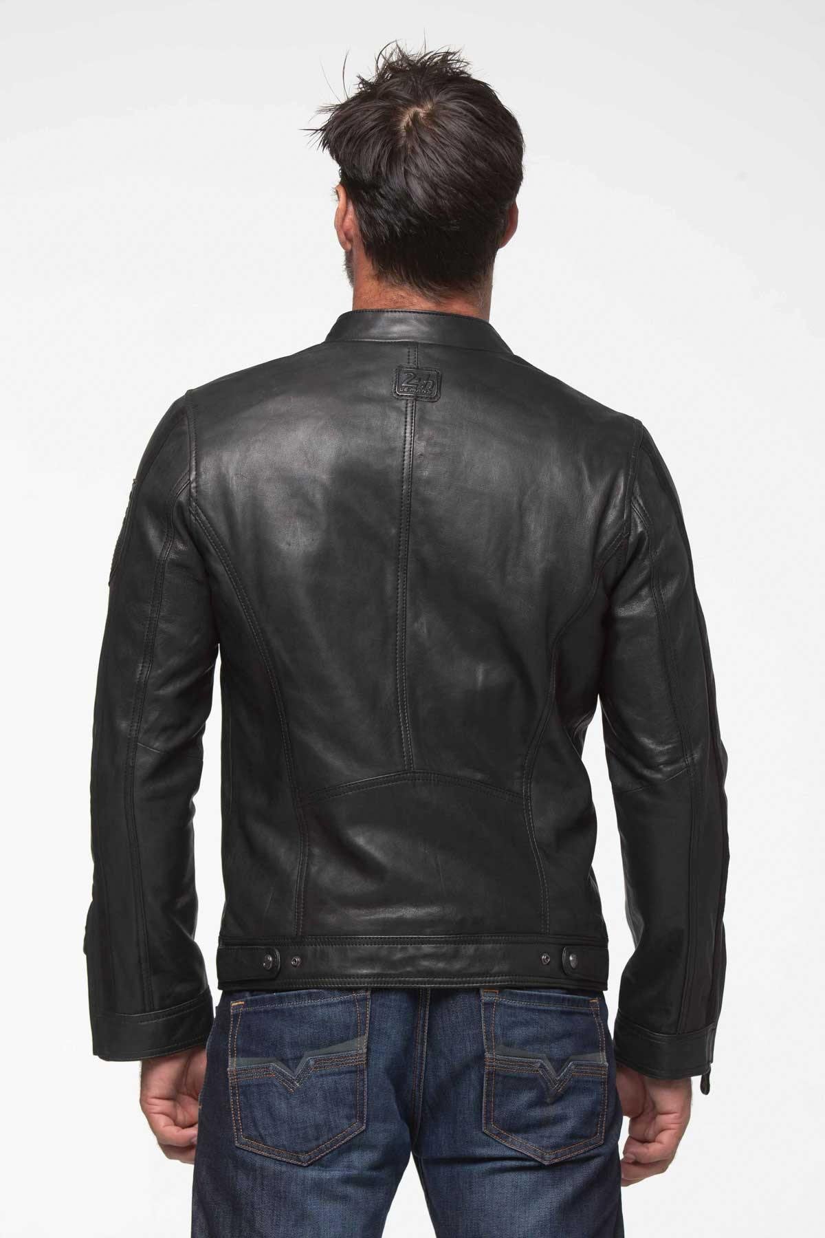 Steve McQueen black biker collar leather jacket - Image n°2