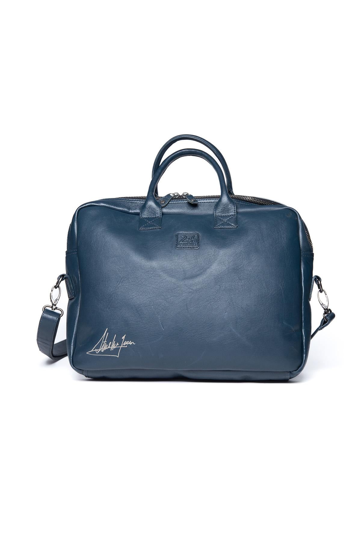 Royal blue racing leather shoulder bag - Image n°2