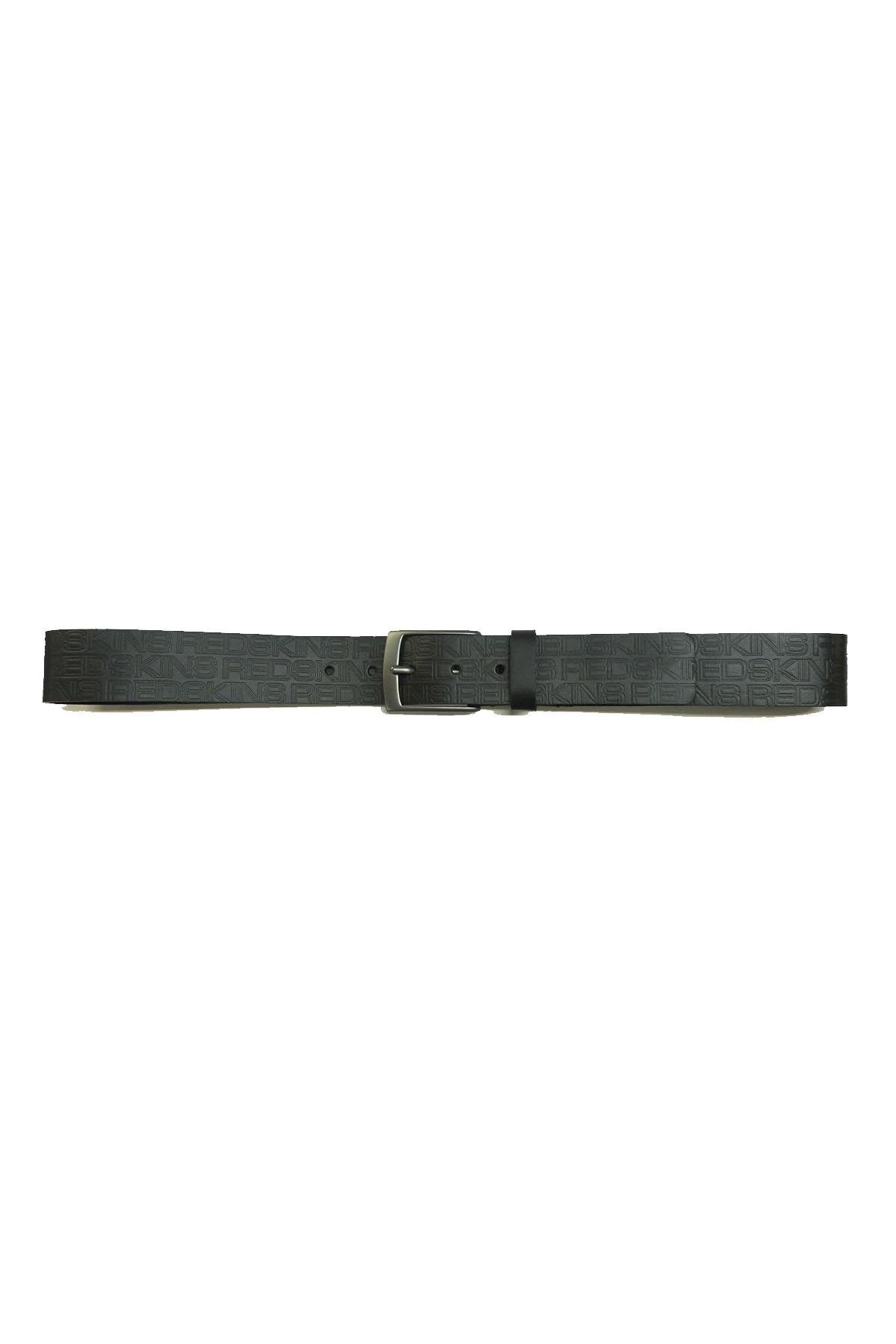 Men's black leather belt with mosaic logo - Image n°1