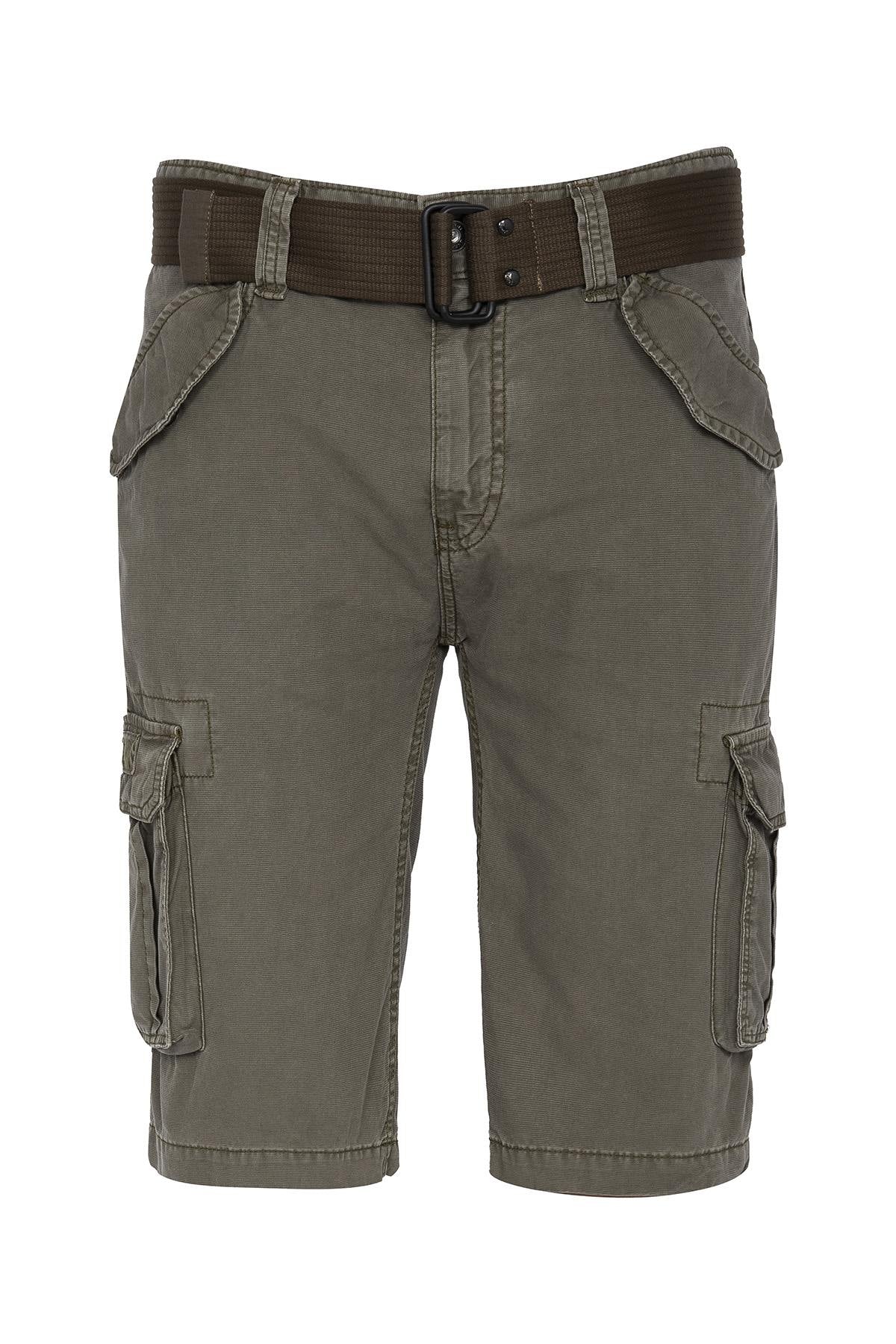 Olive-colored army Bermuda shorts - Image n°1