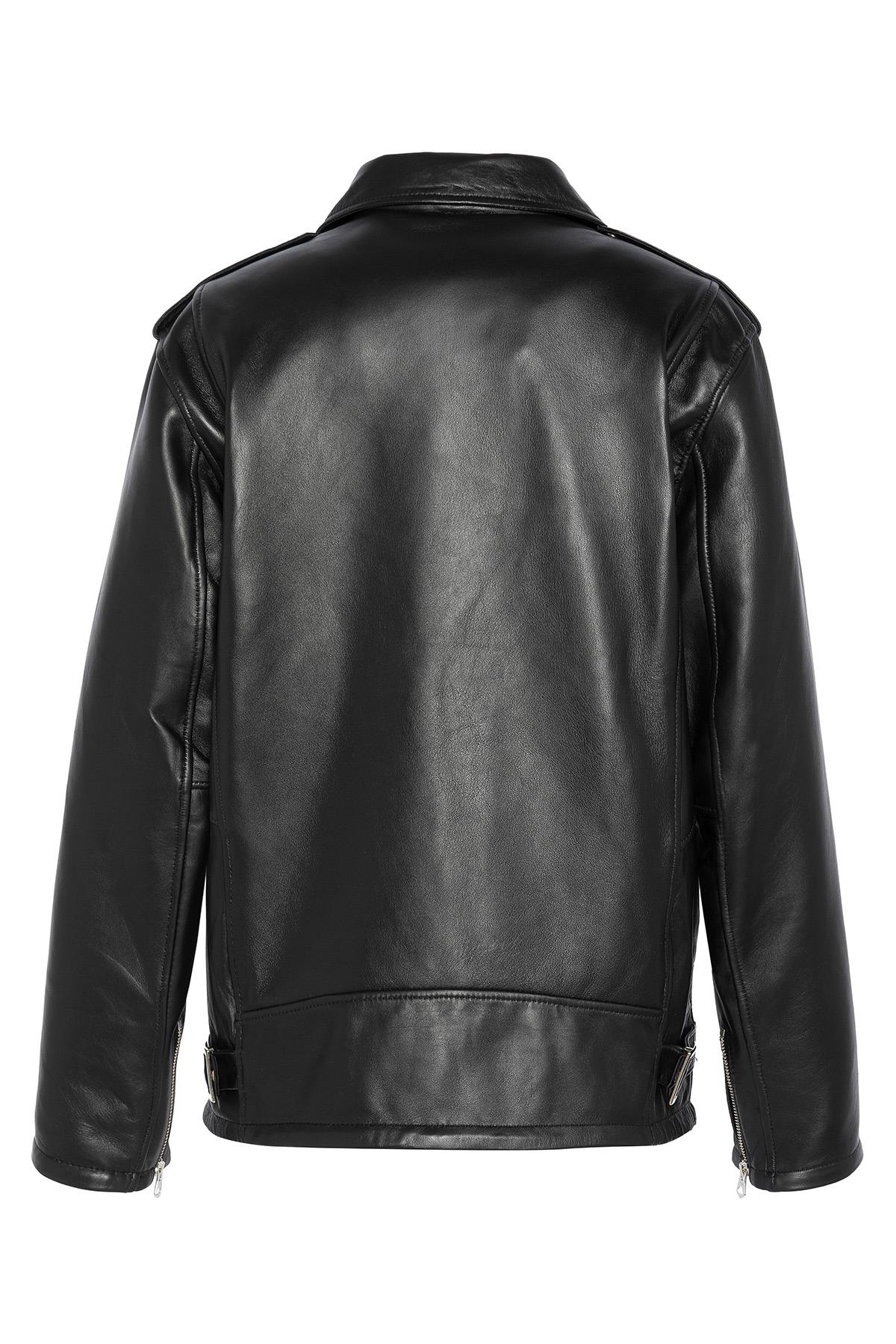 Black leather perfecto for men - Image n°4