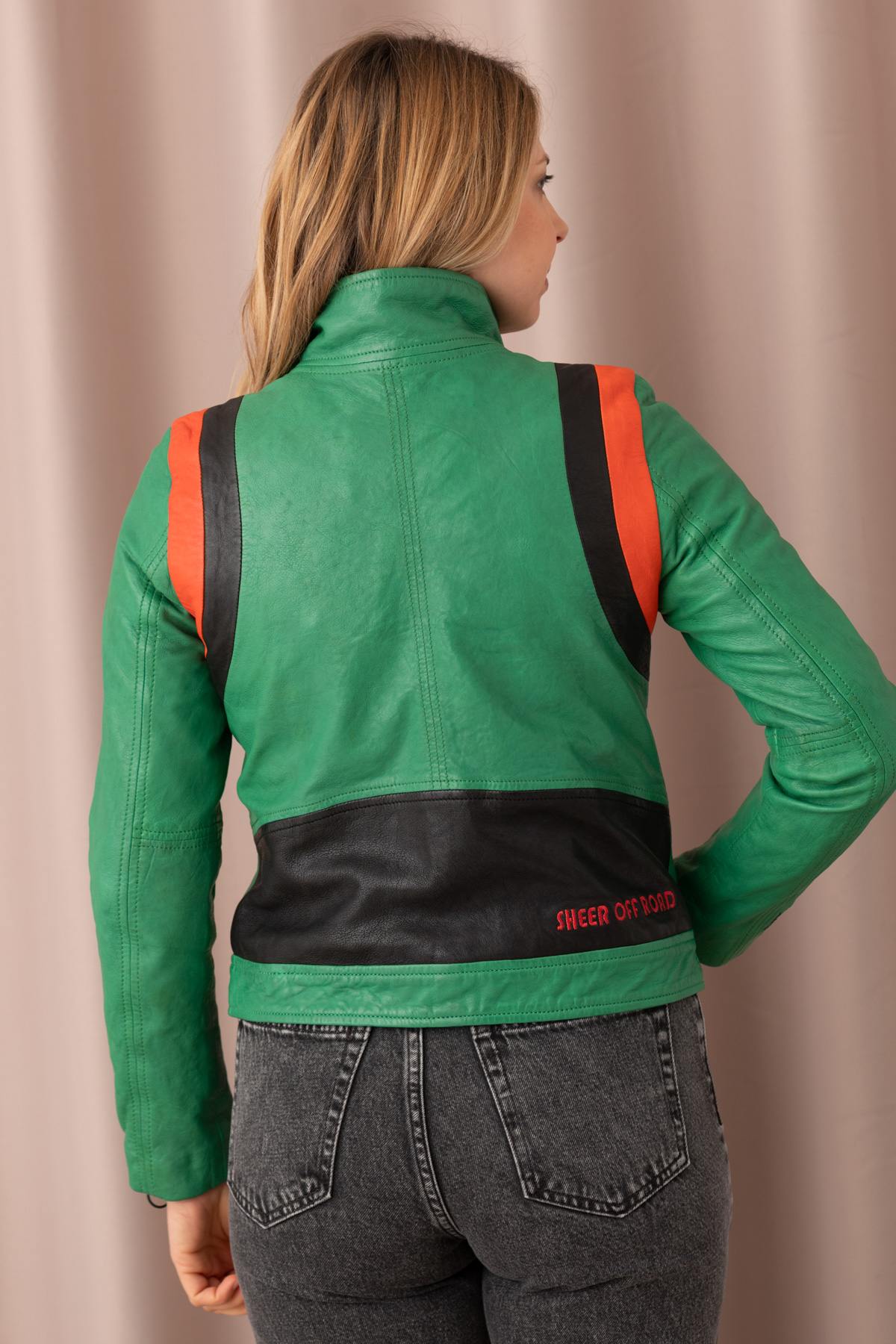 Women's racing biker leather jacket - Image n°9