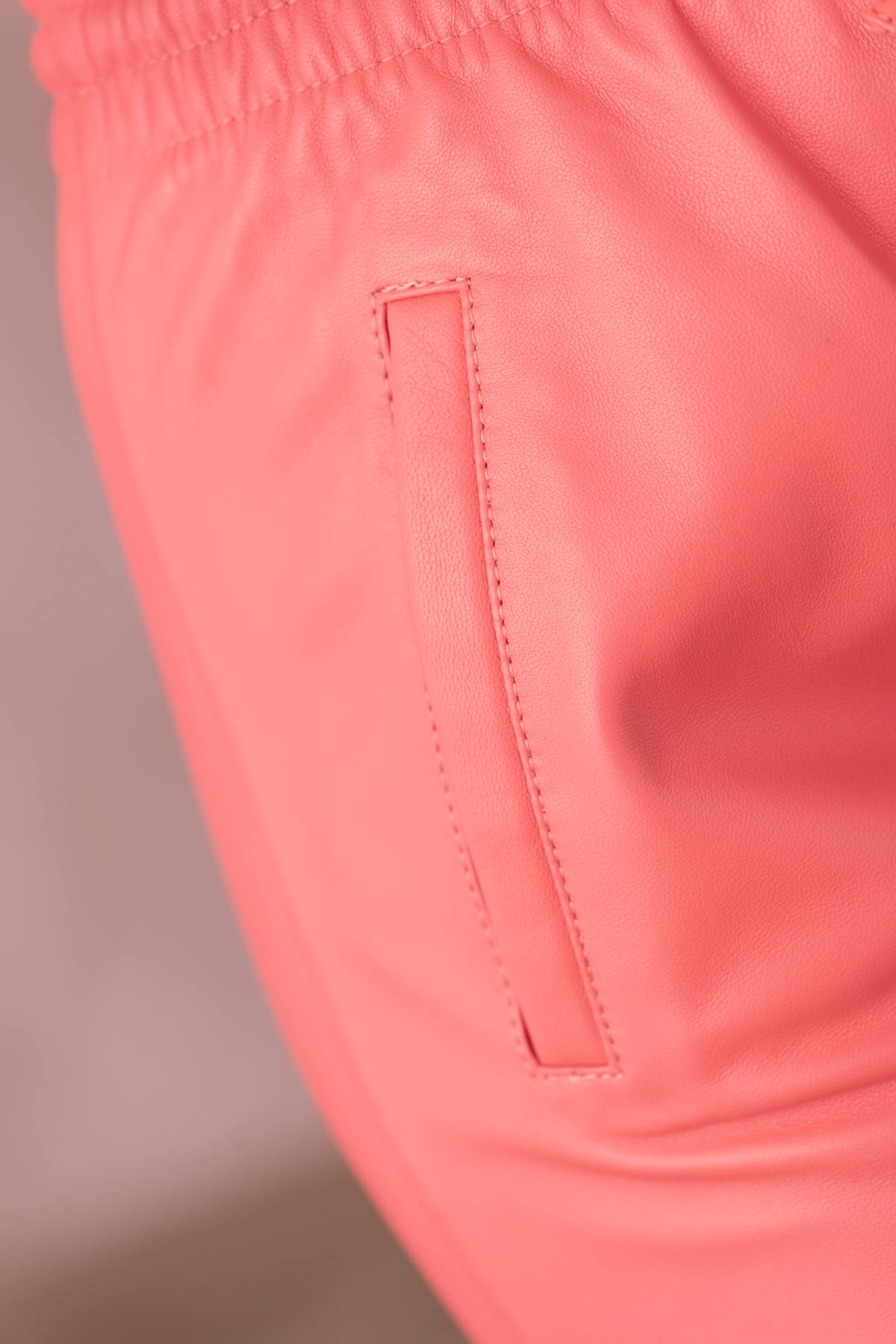 Dark Pink Casual Leather Joggers - Image n°9