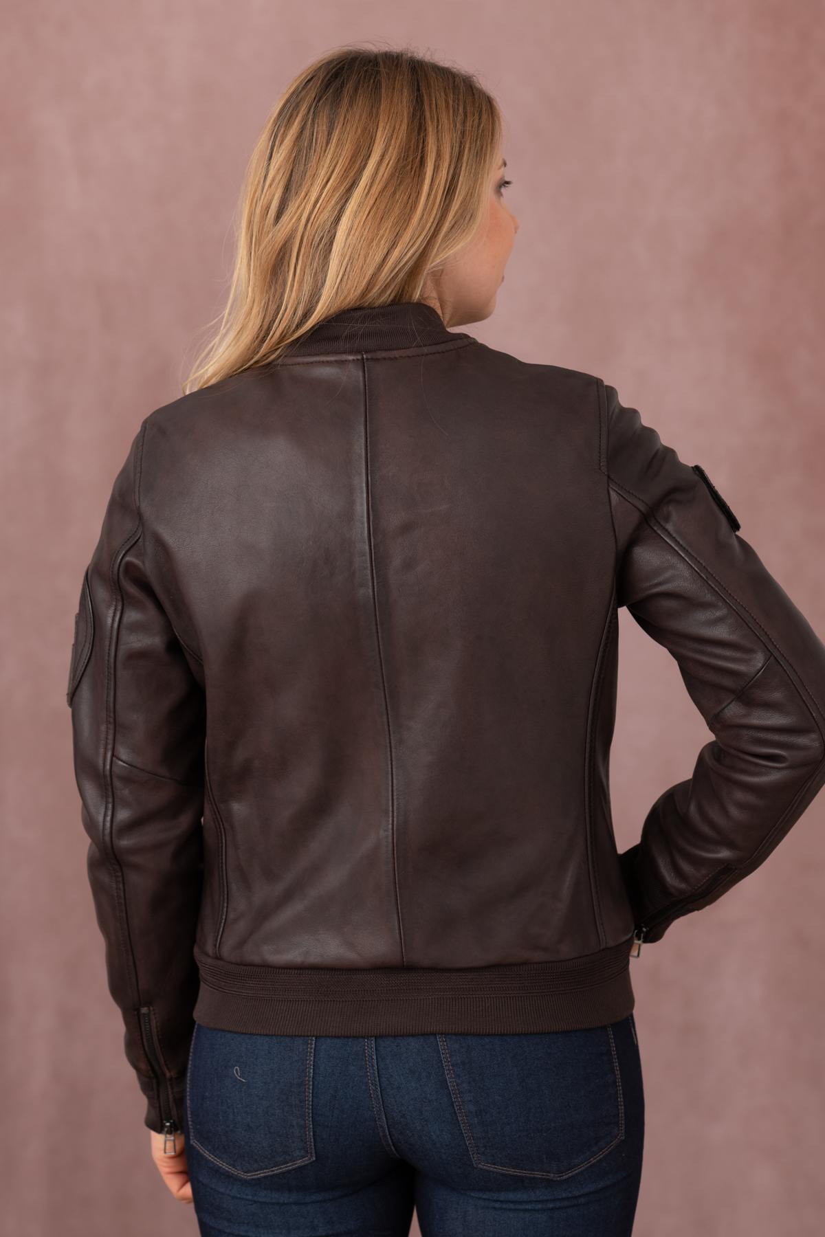 Patrouille de France women's brown leather jacket - Image n°4