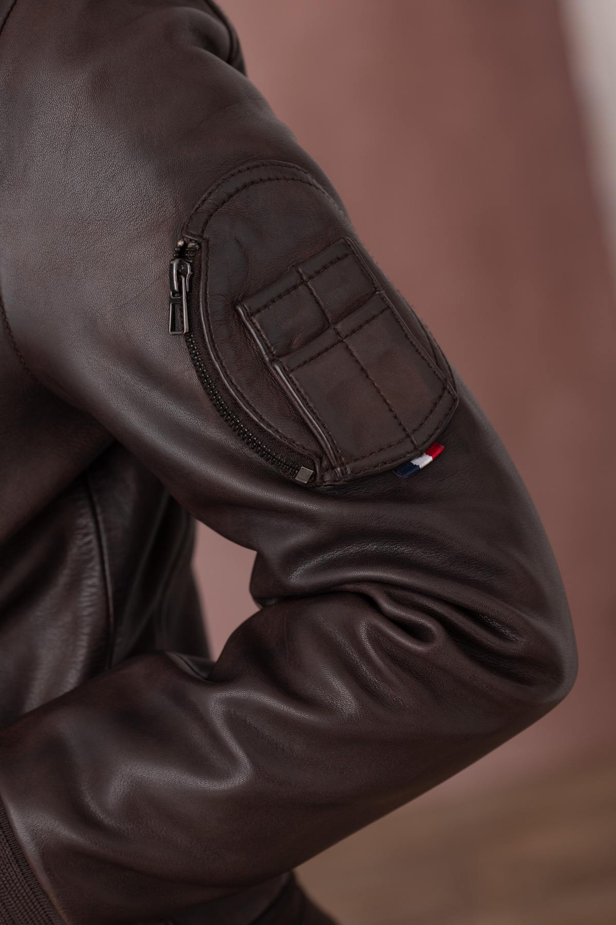 Patrouille de France women's brown leather jacket - Image n°11