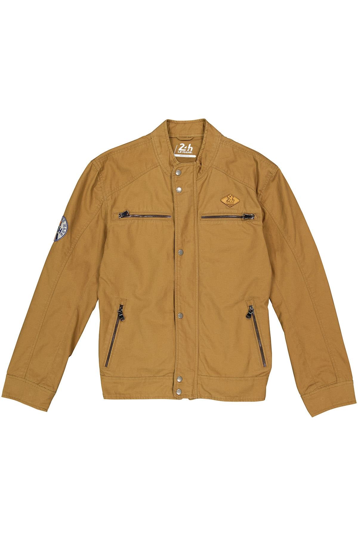 Camel cotton jacket with zipped chest pockets - Image n°6