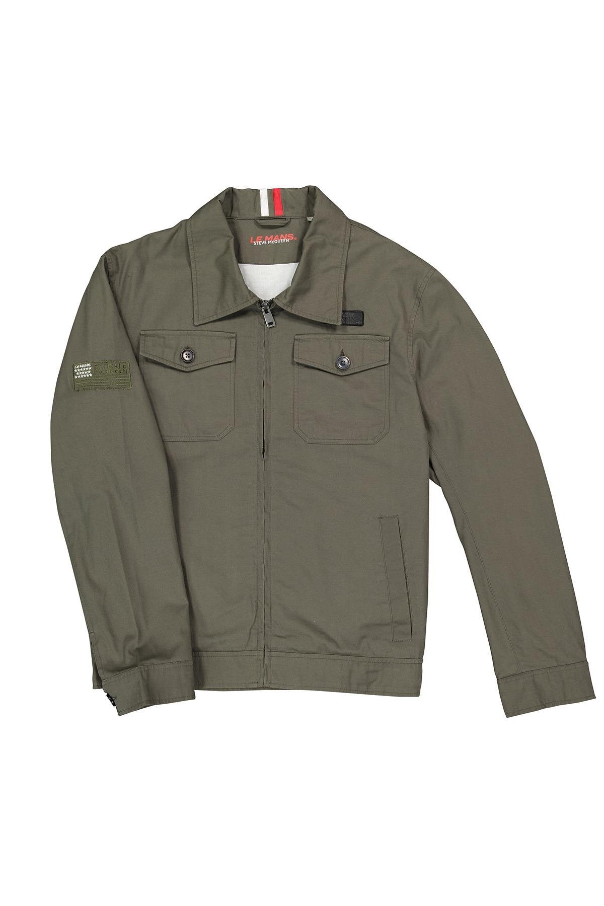 Khaki cotton jacket with chest pockets - Image n°6