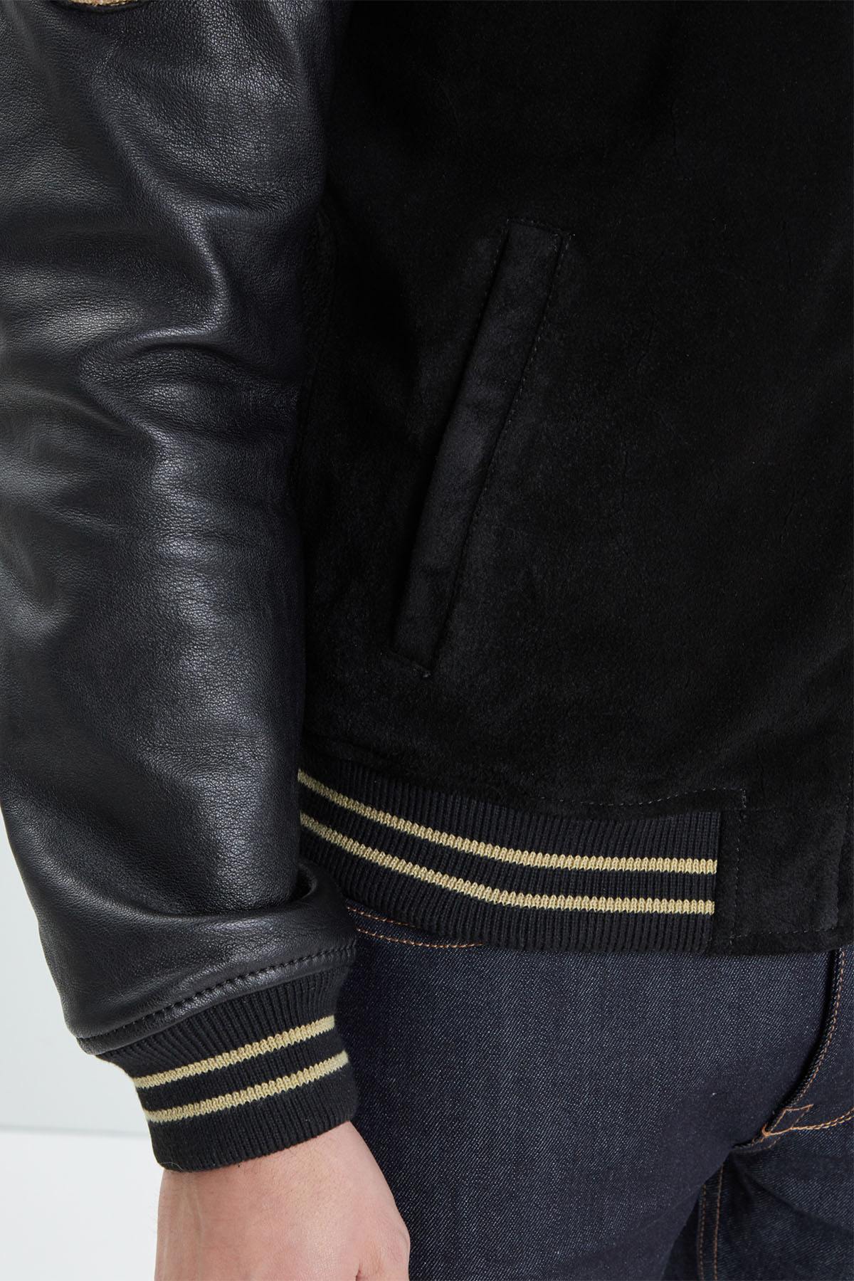 Black suede varsity teddy - Image n°5