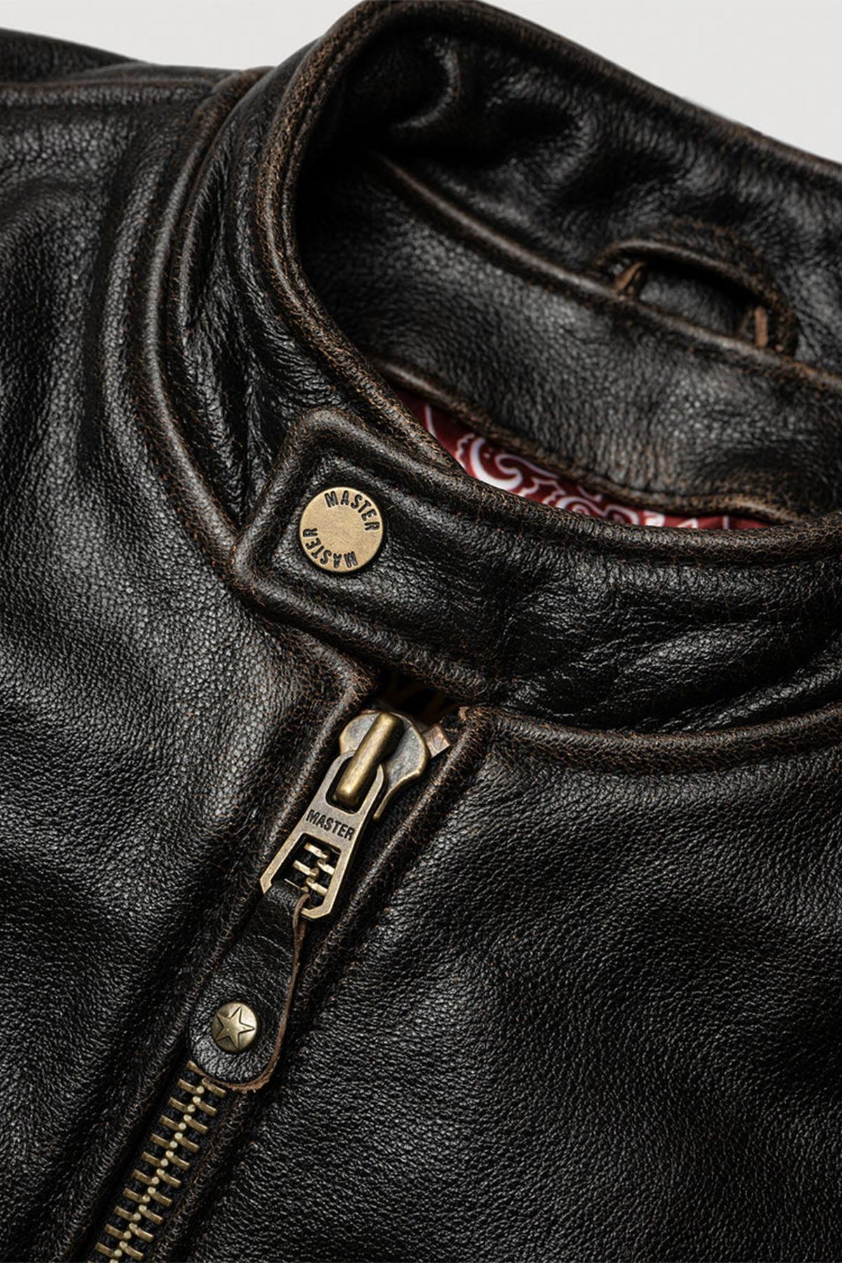 Aged-look buffalo leather jacket - Image n°4