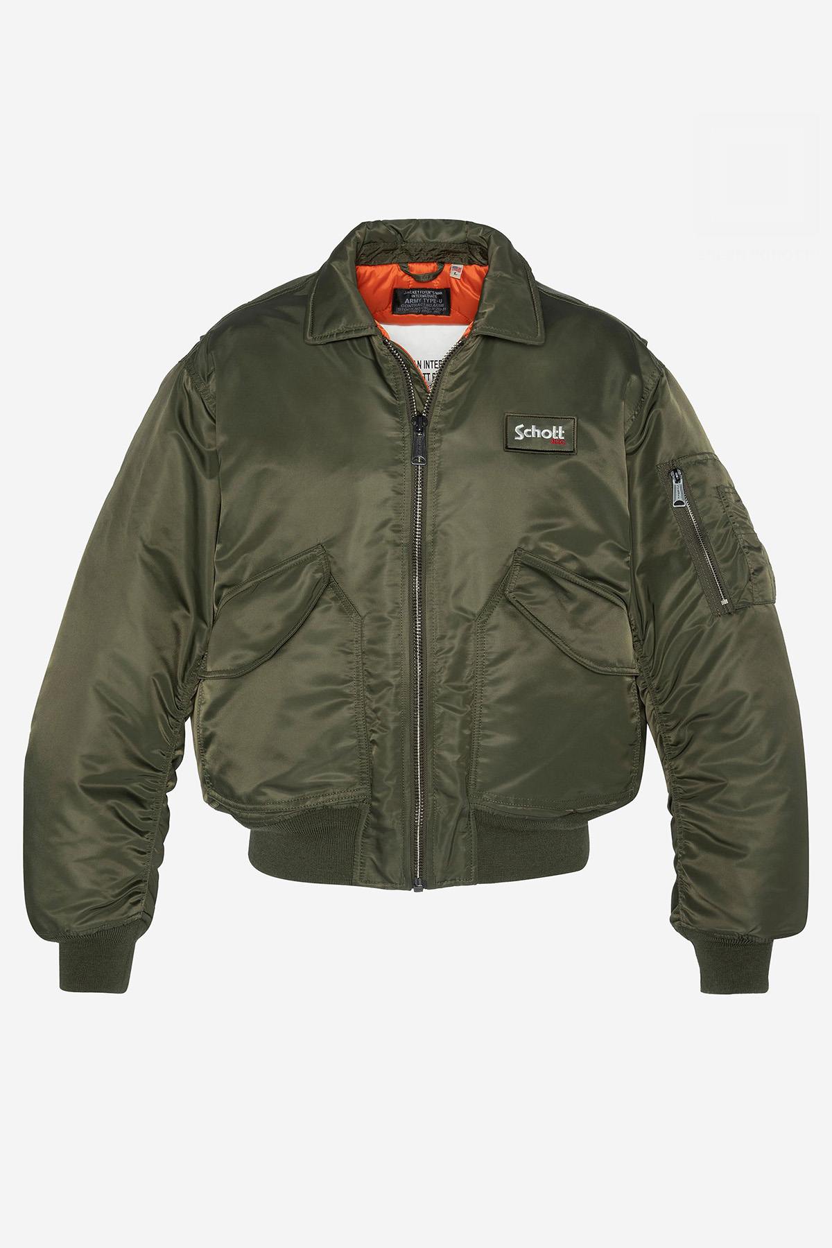 Khaki army-colored recycled nylon bomber jacket - Image n°6