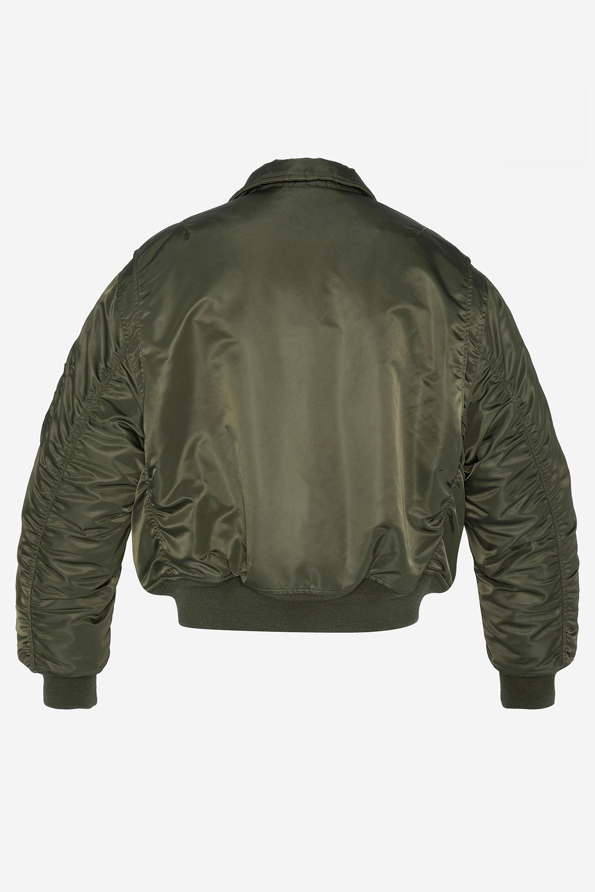 Khaki army-colored recycled nylon bomber jacket - Image n°8