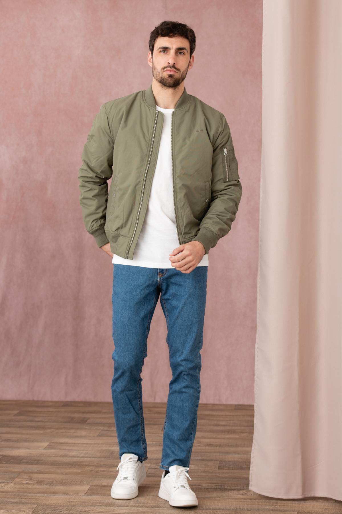 Sage khaki nylon bomber jacket - Image n°3