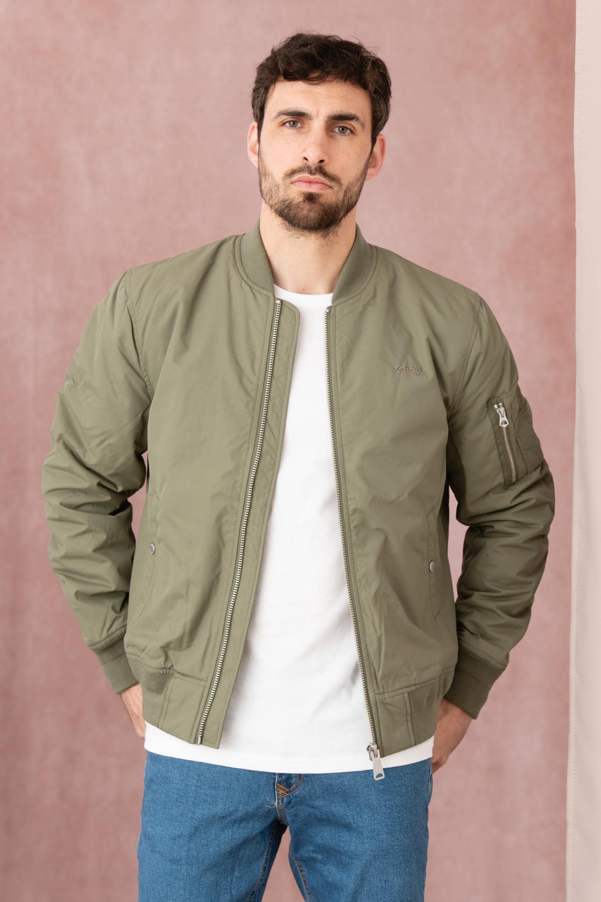 Sage khaki nylon bomber jacket - Image n°1