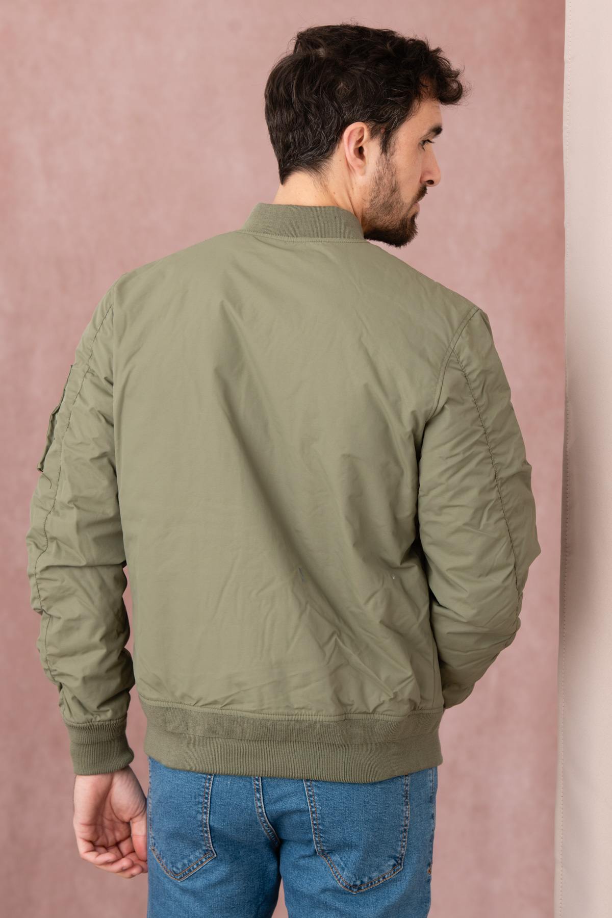 Sage khaki nylon bomber jacket - Image n°2