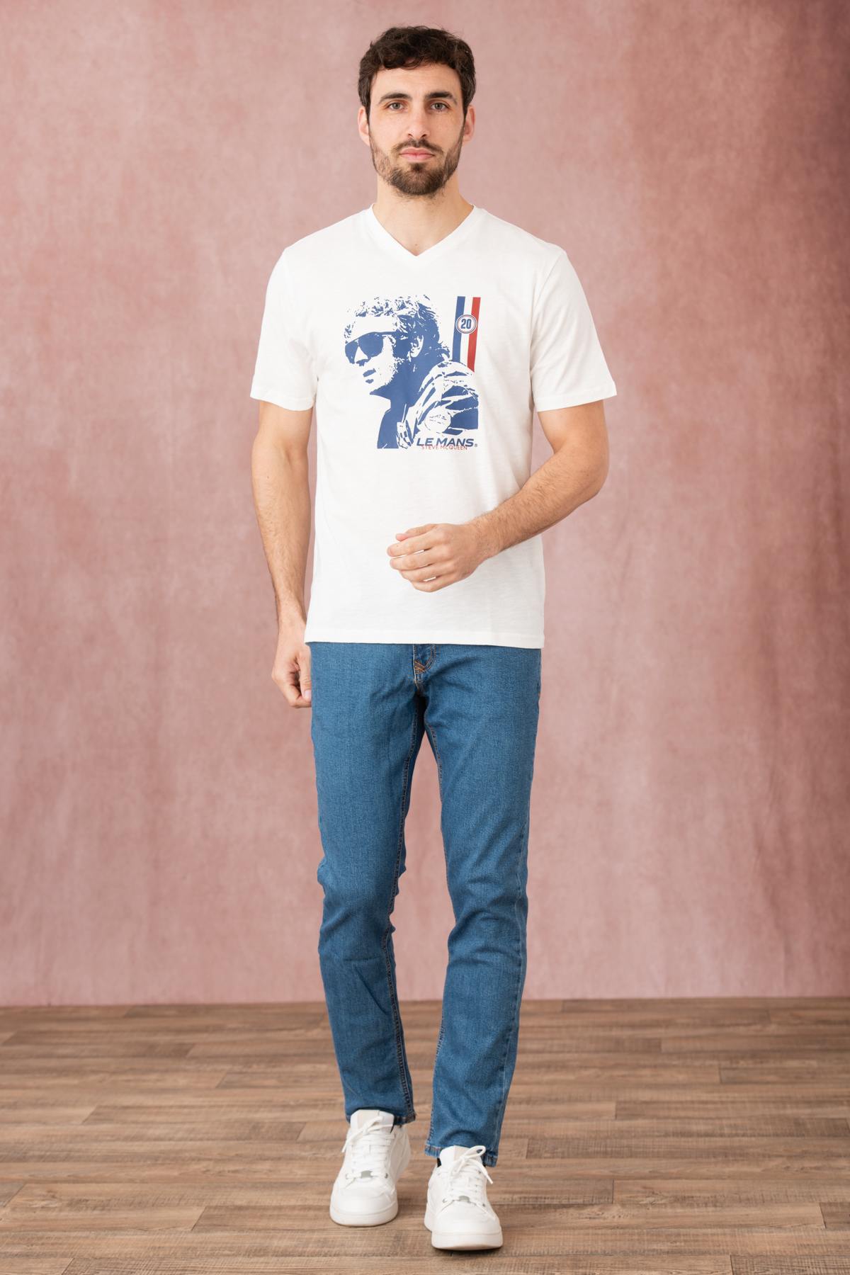 Ecru t-shirt with Steve MCQueen print - Image n°3