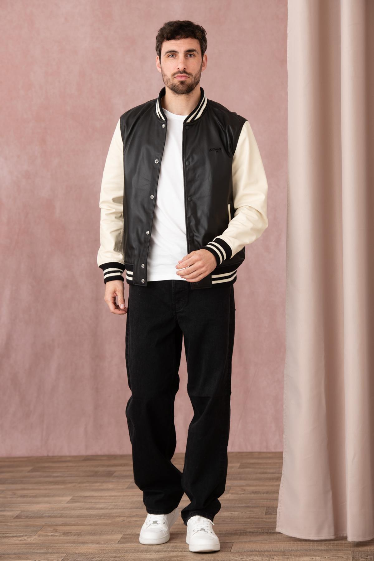 Teddy in two-tone black and off-white leather - Image n°2