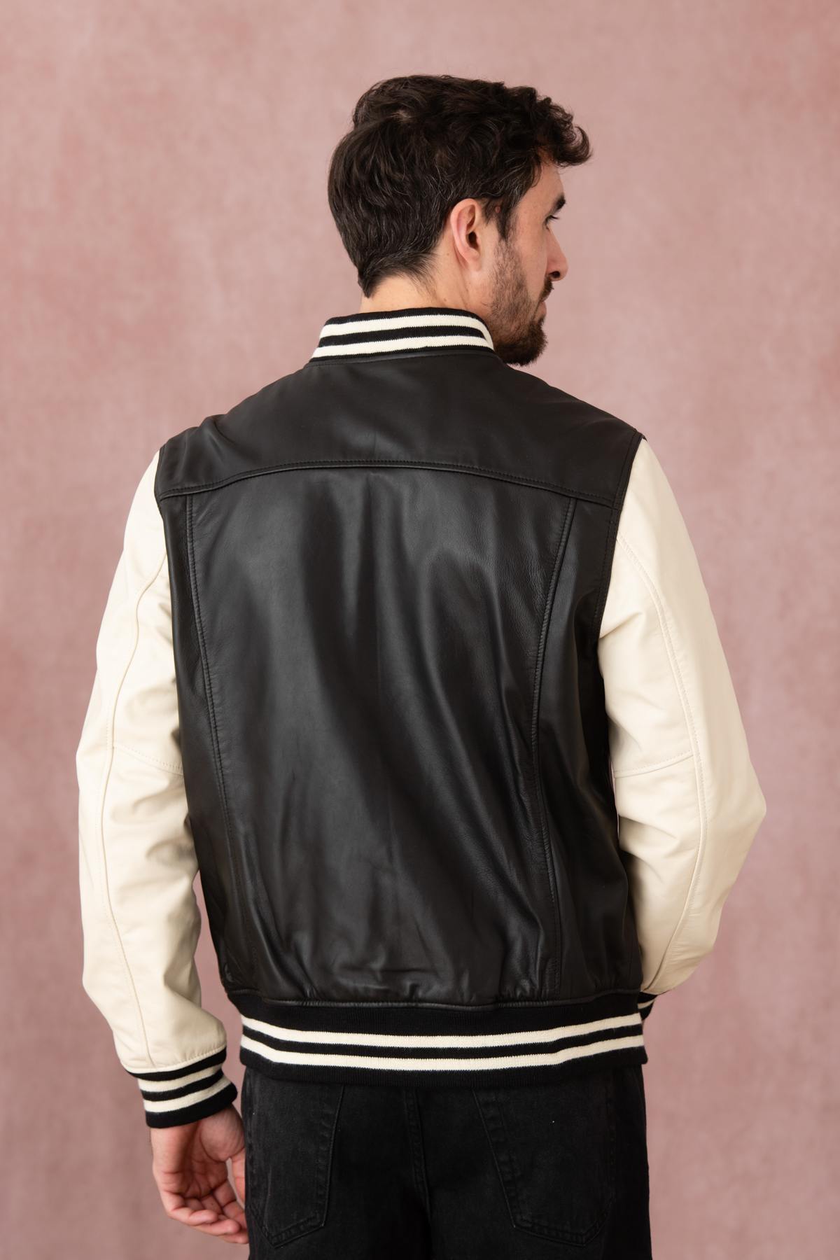 Teddy in two-tone black and off-white leather - Image n°5