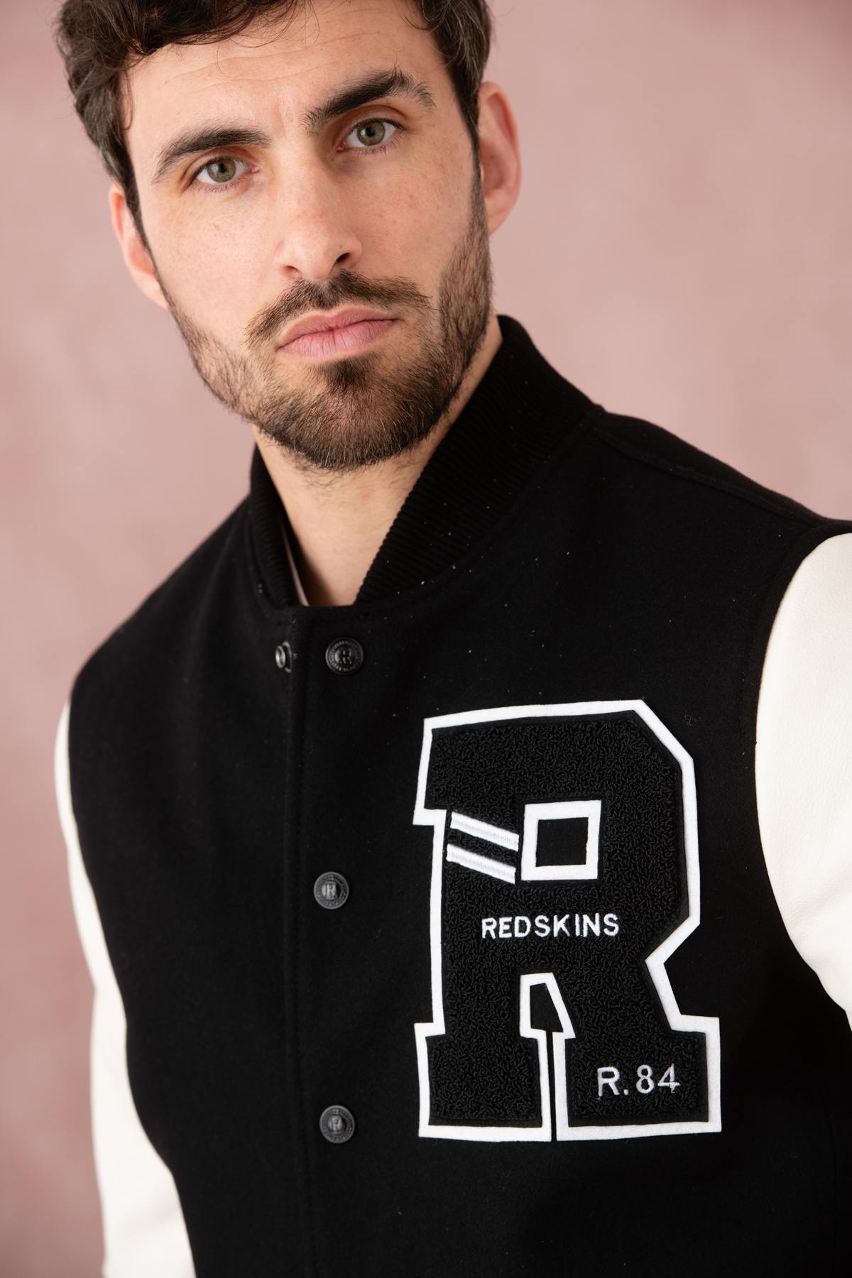 Black and white bi-material varsity teddy - Image n°7