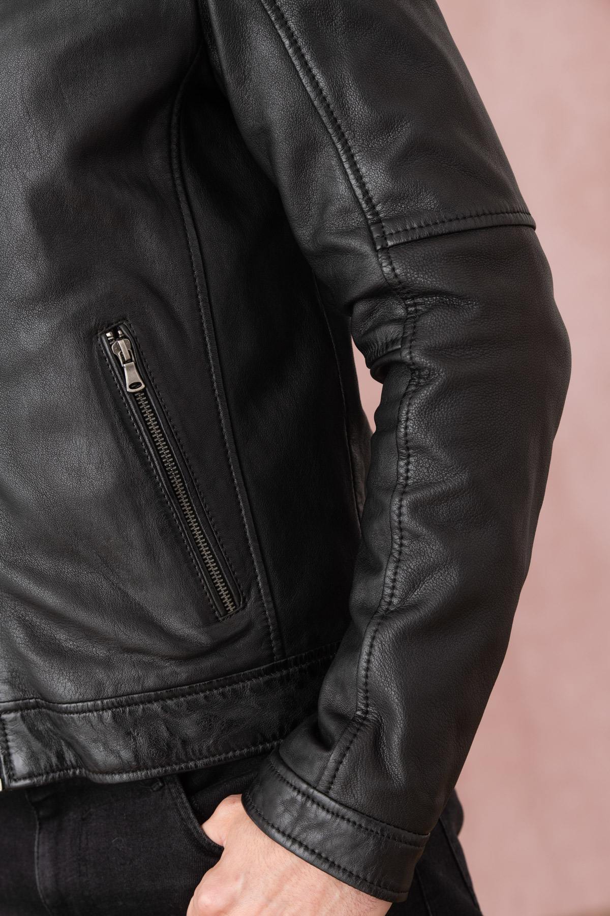 Black leather jacket for men - Image n°6