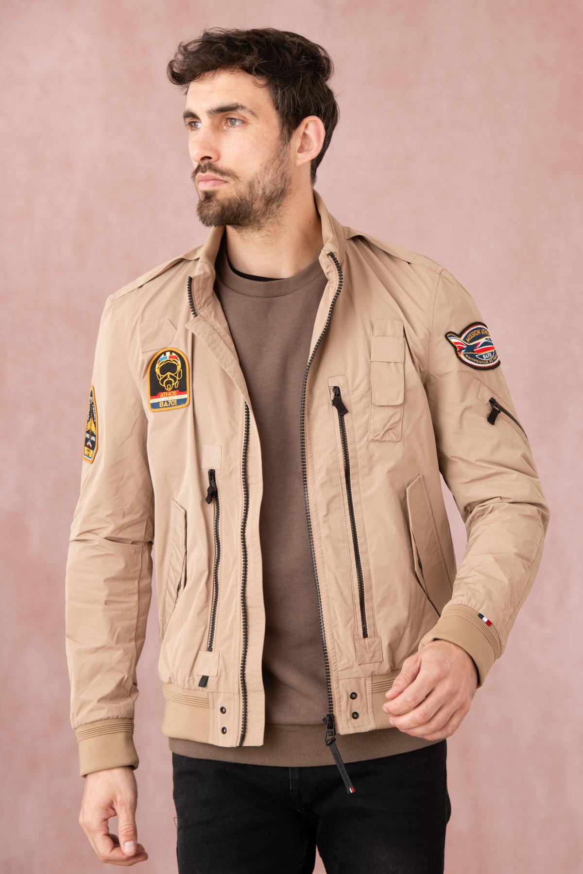 Sand-colored textile bomber from the Patrouille de France - Image n°1