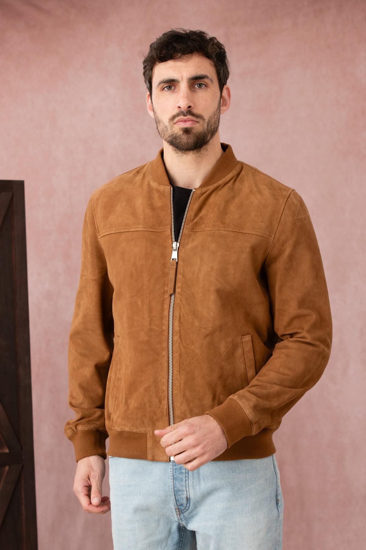 Cognac-colored suede leather teddy - Image n°4