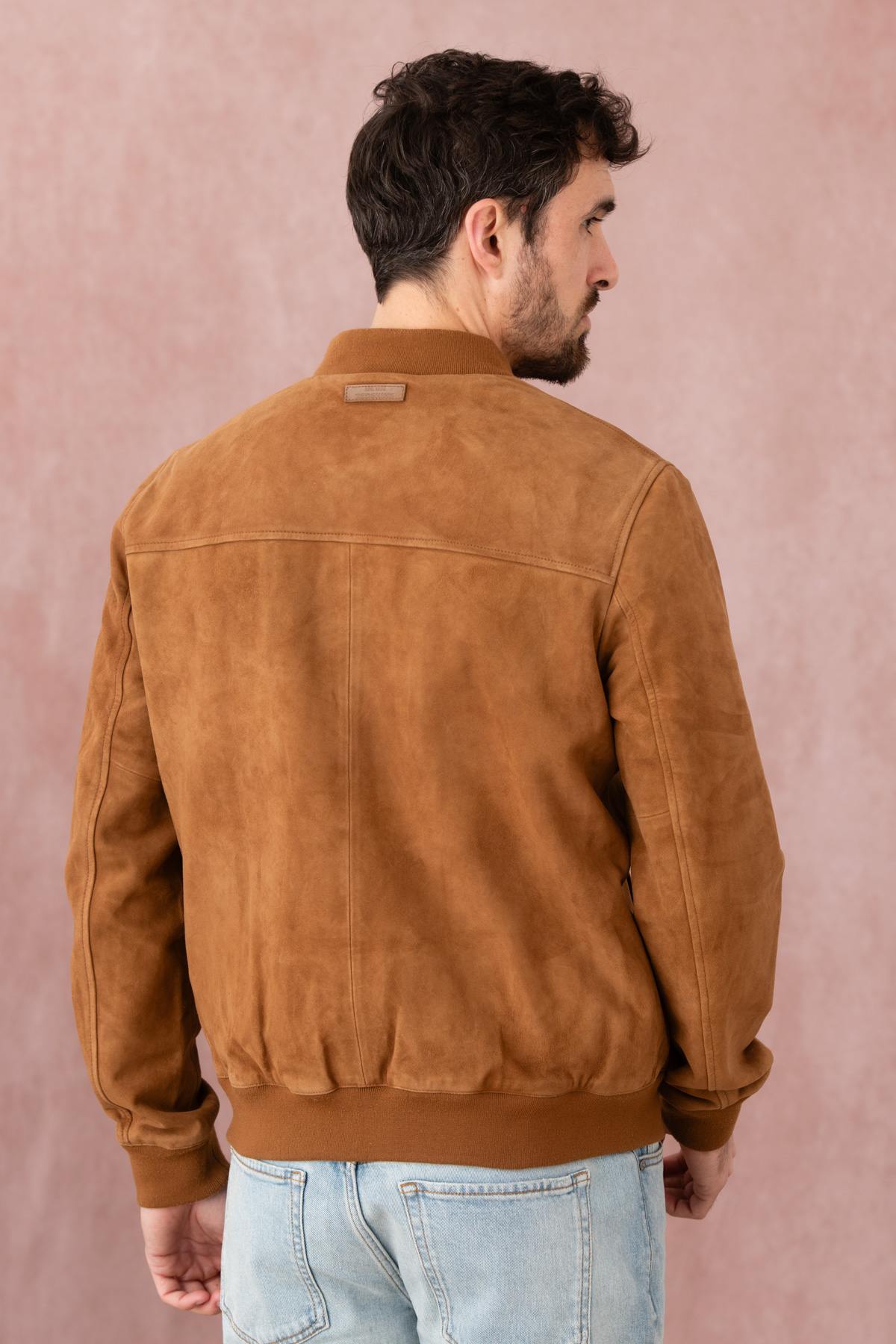 Cognac-colored suede leather teddy - Image n°5