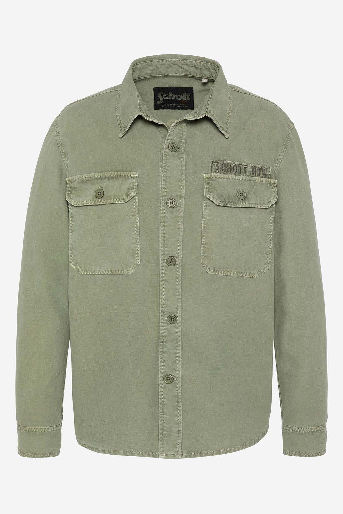 Army overshirt in light khaki cotton - Image n°1