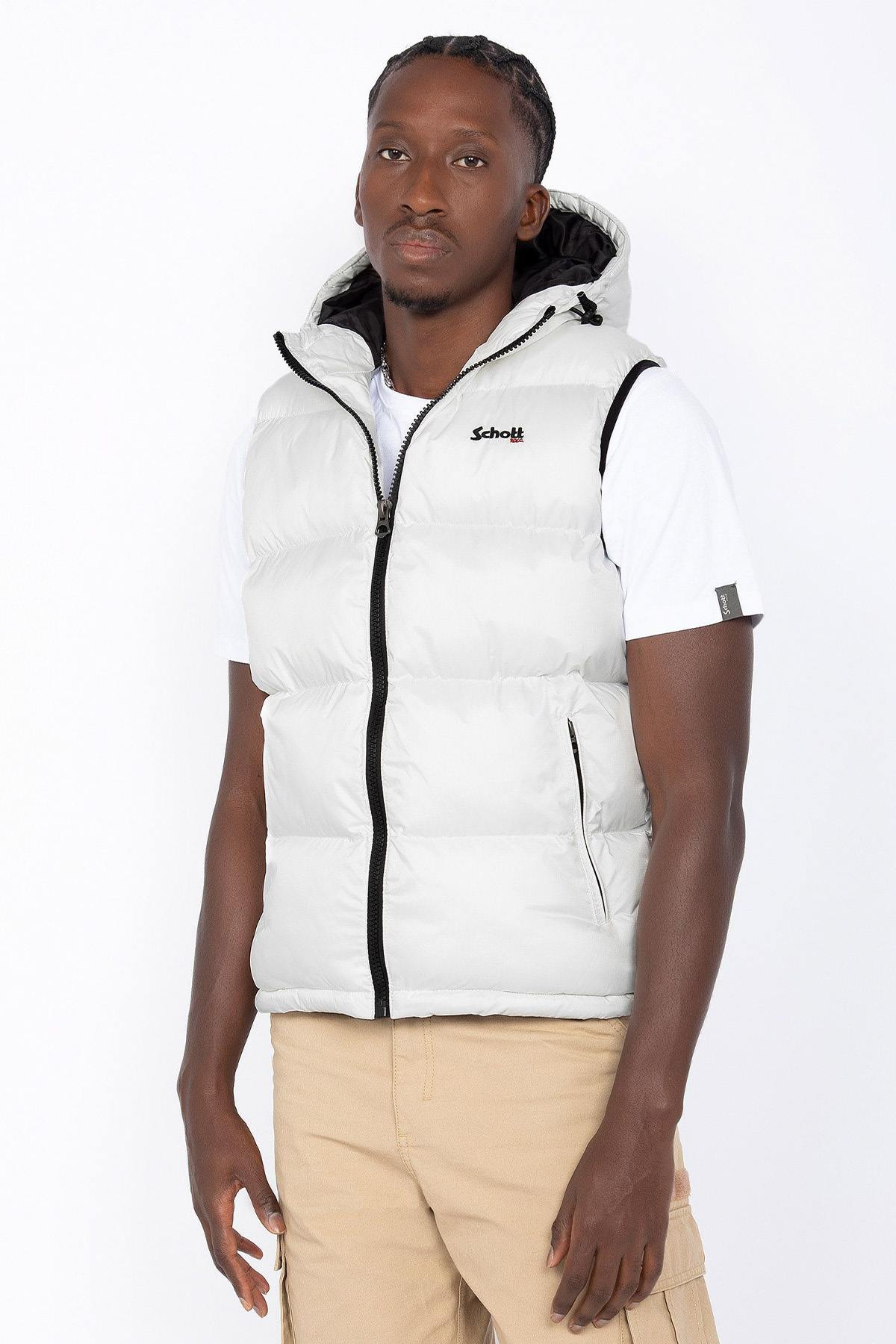 White nylon sleeveless down jacket - Image n°3