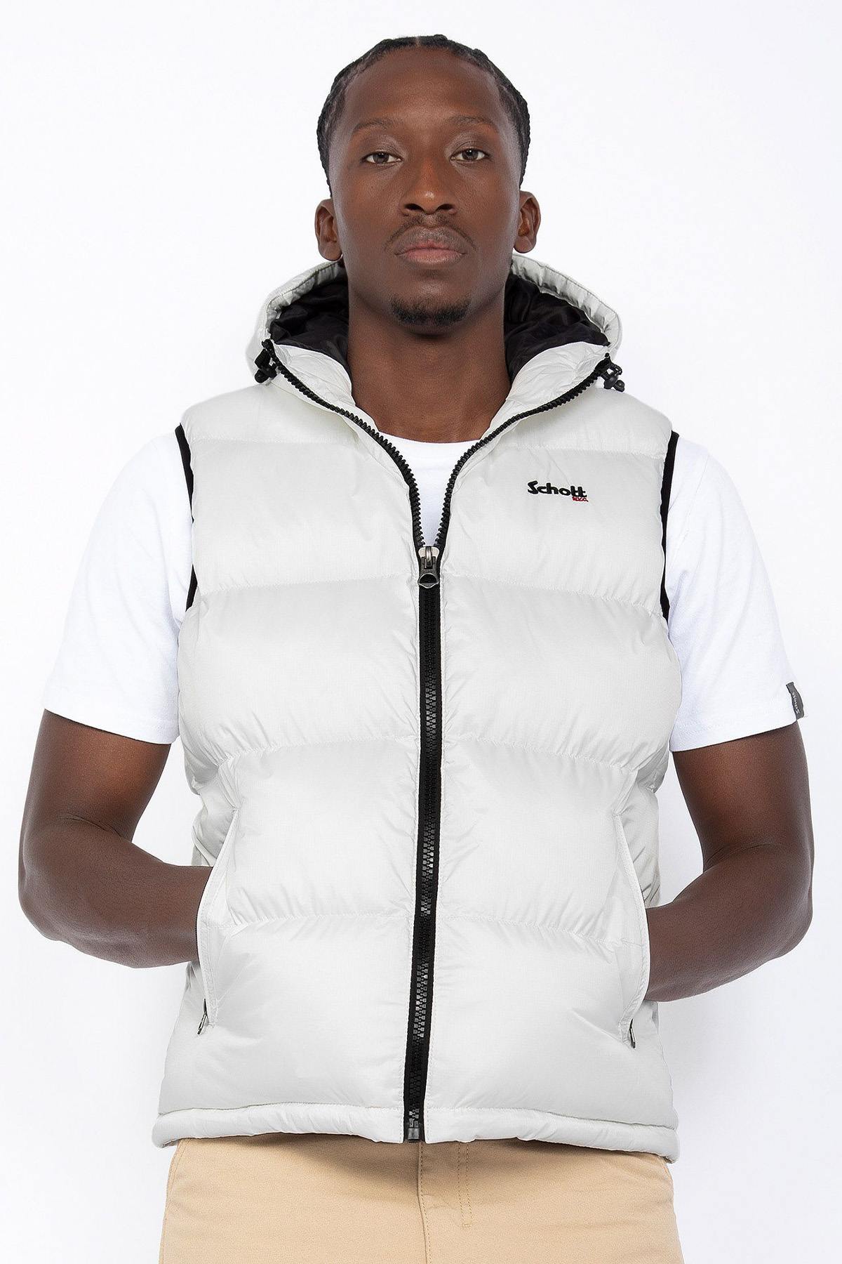 White nylon sleeveless down jacket - Image n°1