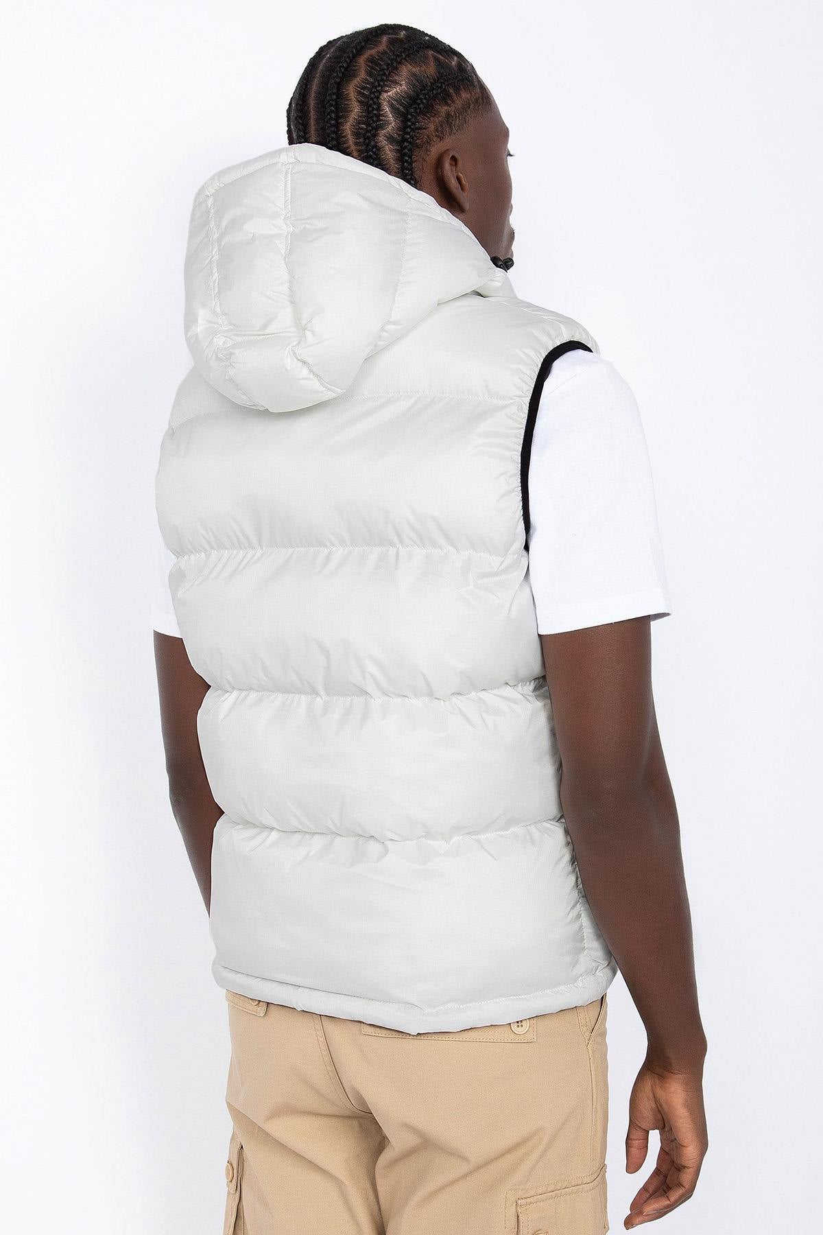 White nylon sleeveless down jacket - Image n°4