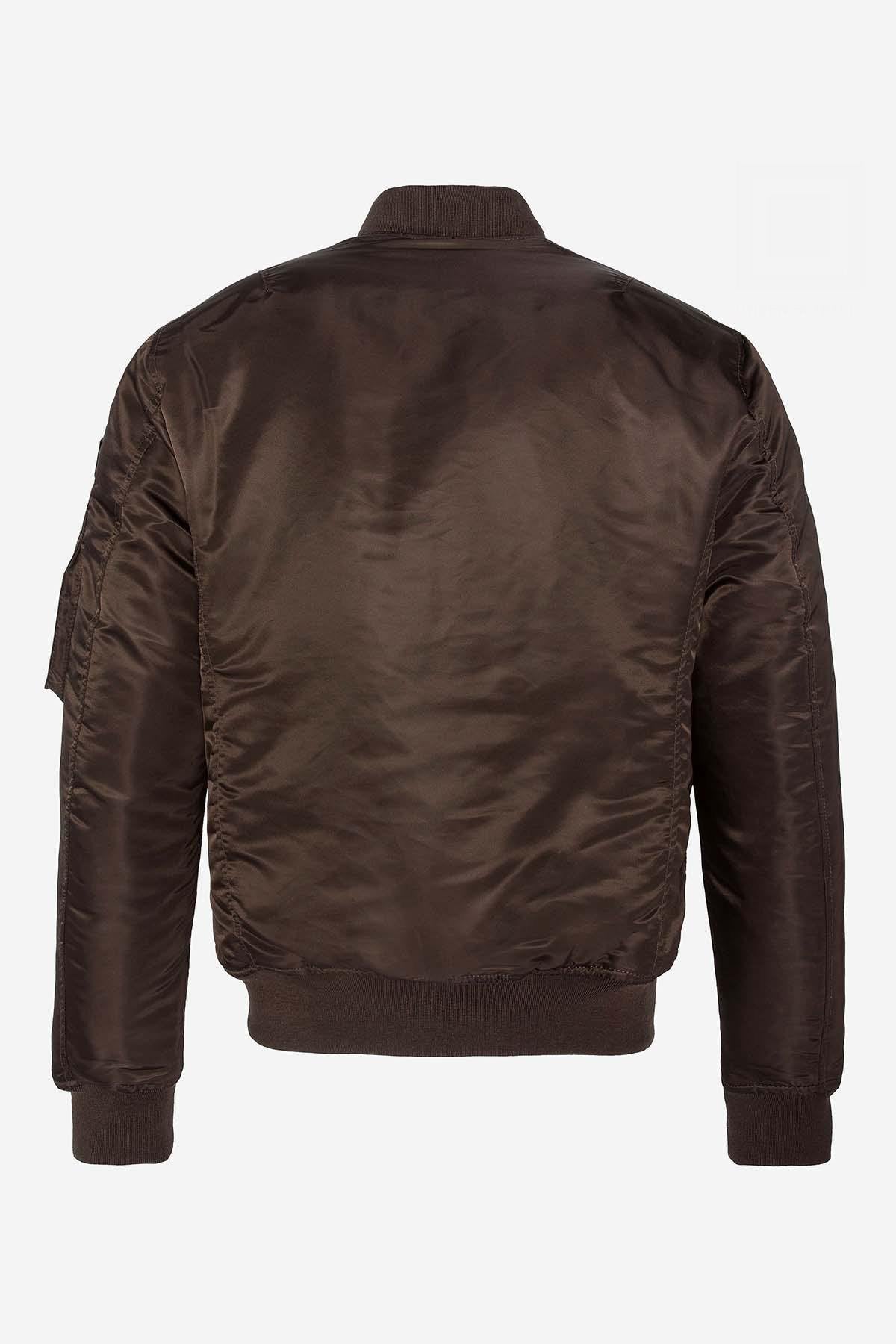 Dark brown MA-1 bomber jacket in recycled nylon - Image n°4