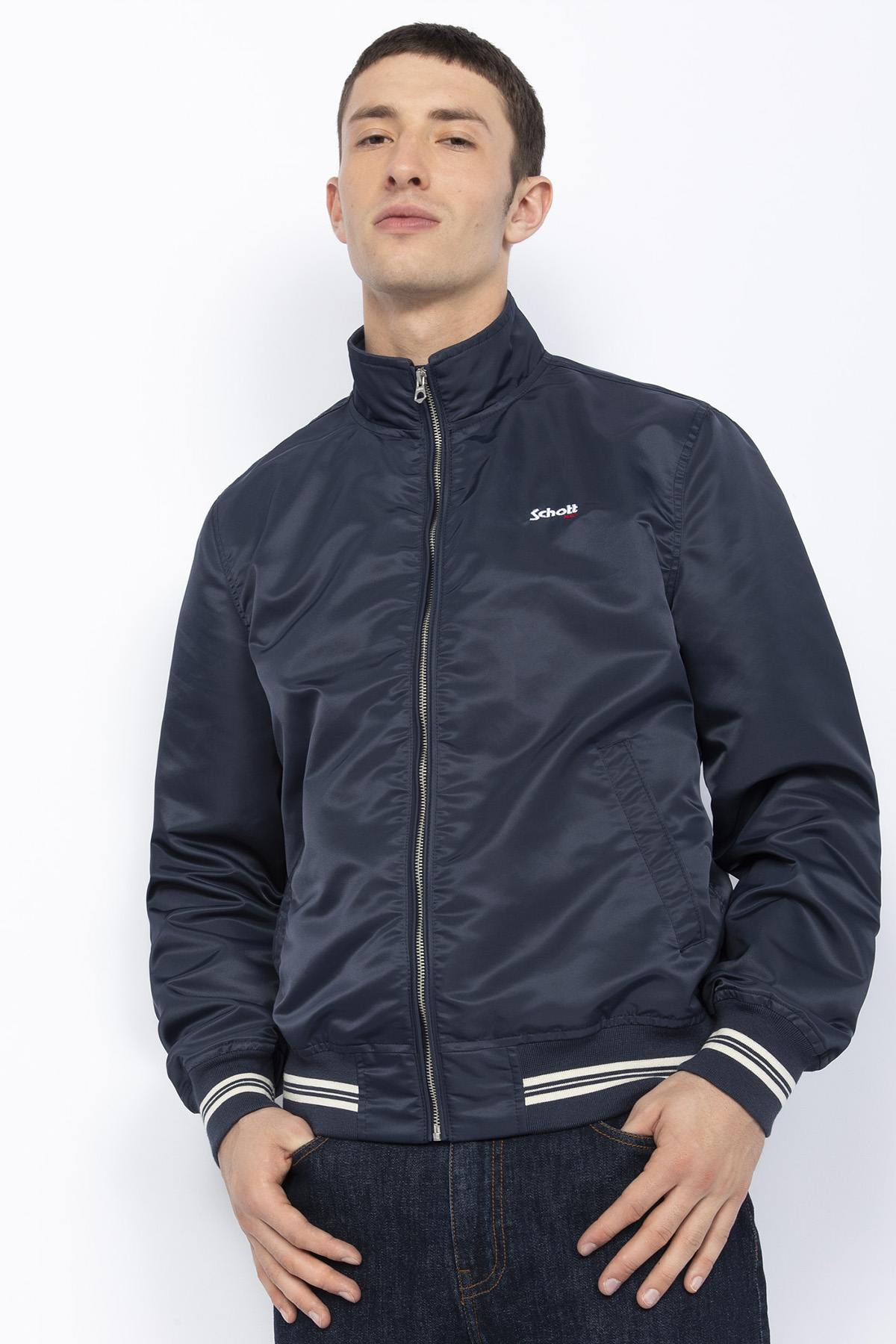 Nylon jacket with ribbed edges and sleeves - Image n°1