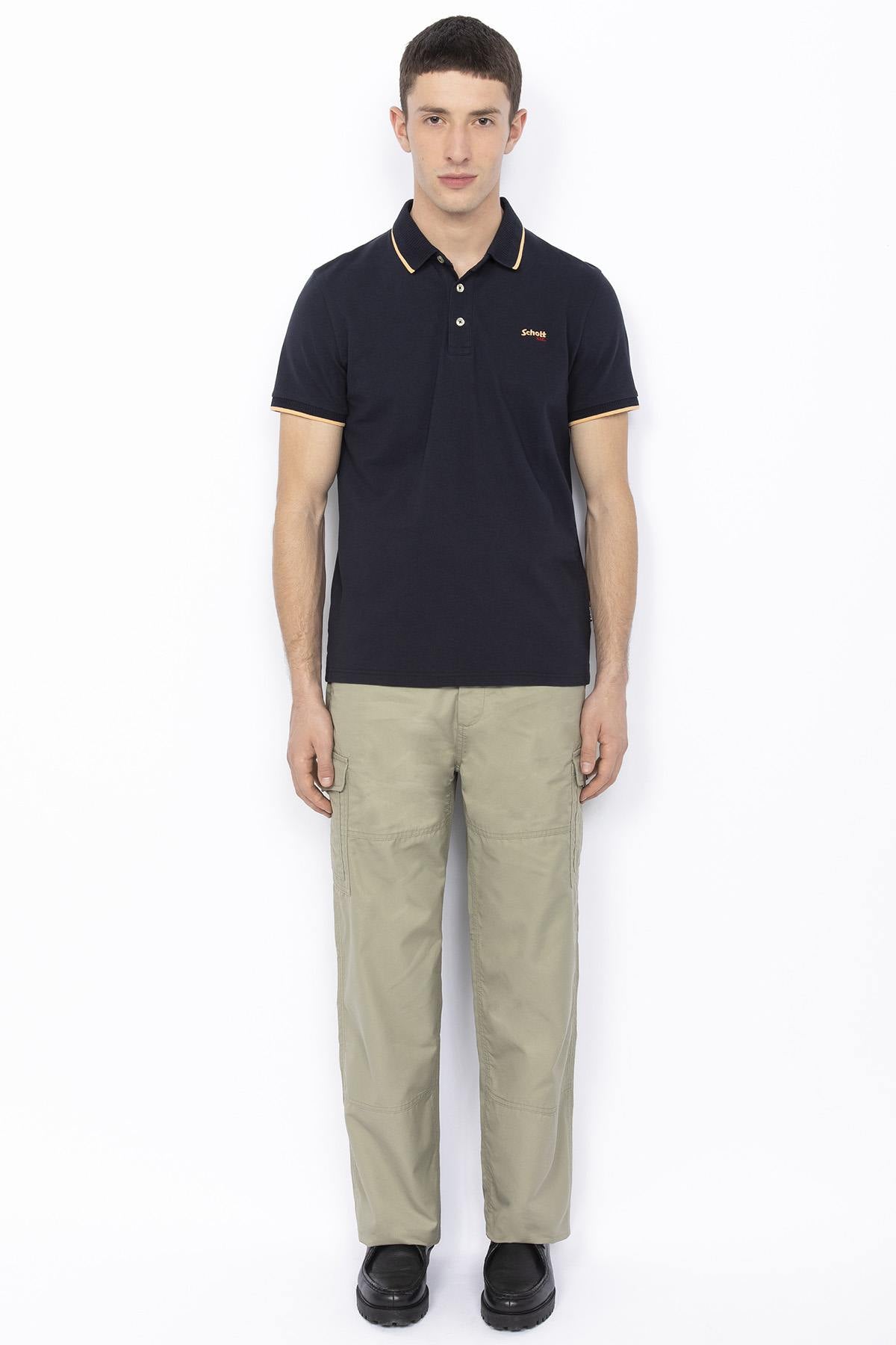 Navy blue polo shirt with logo - Image n°5