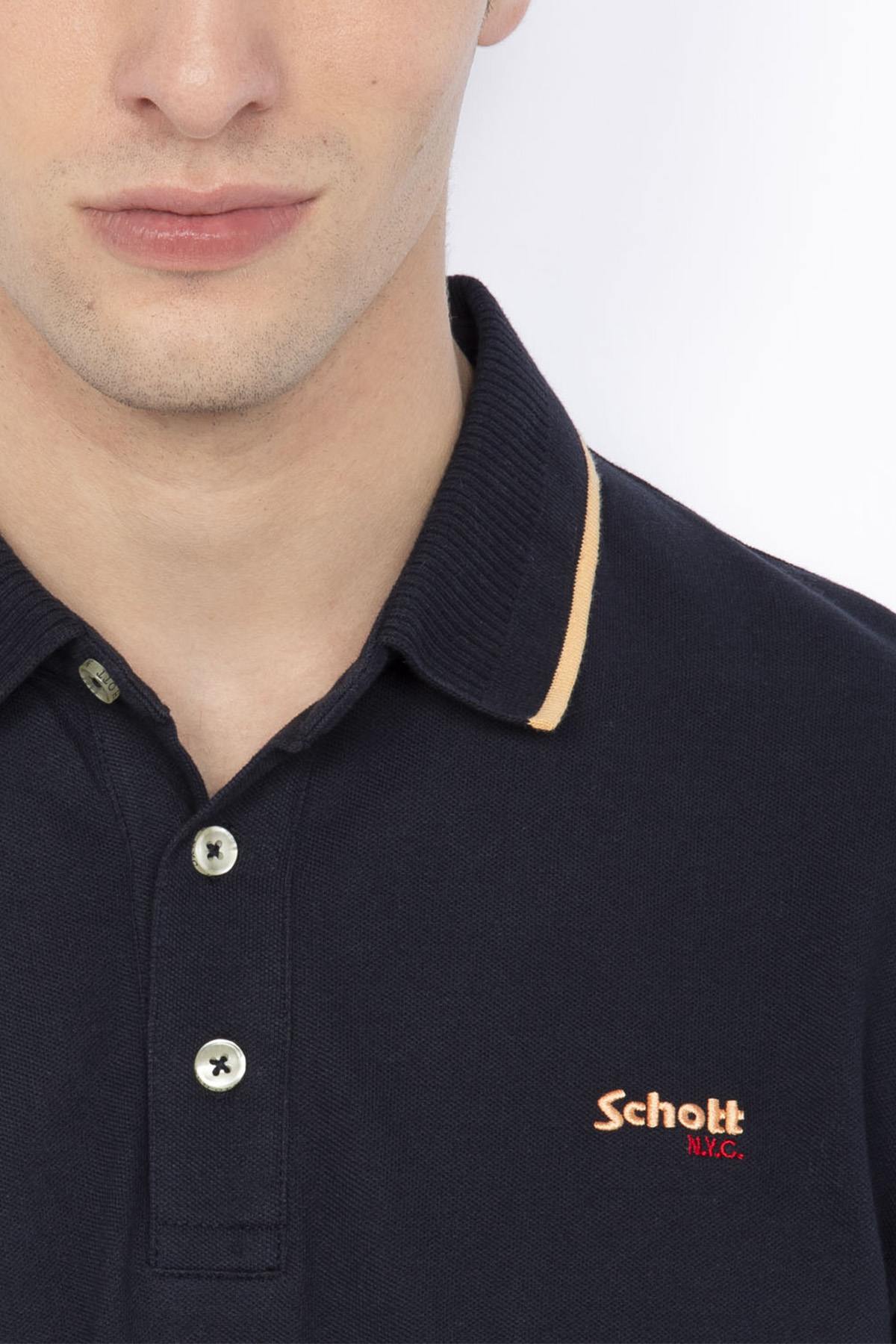 Navy blue polo shirt with logo - Image n°2