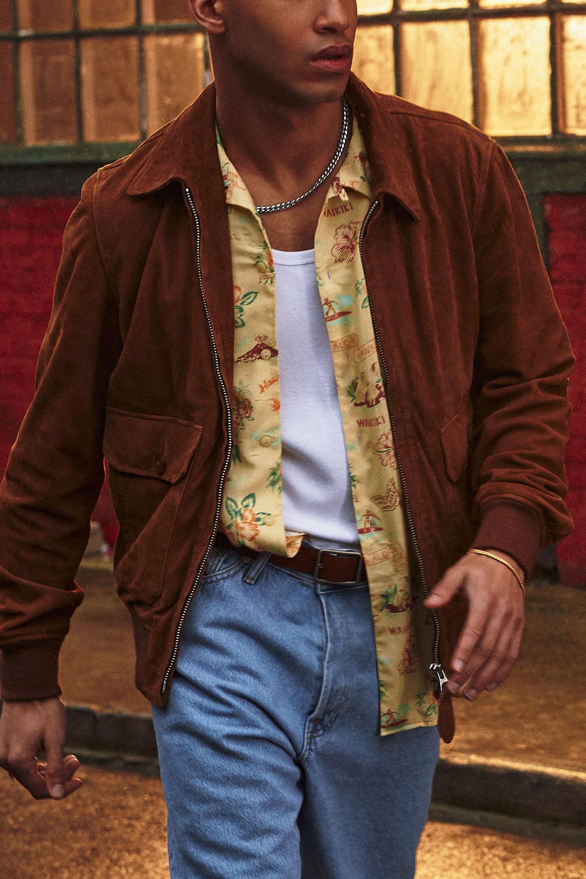 Rust-colored suede leather jacket - Image n°1