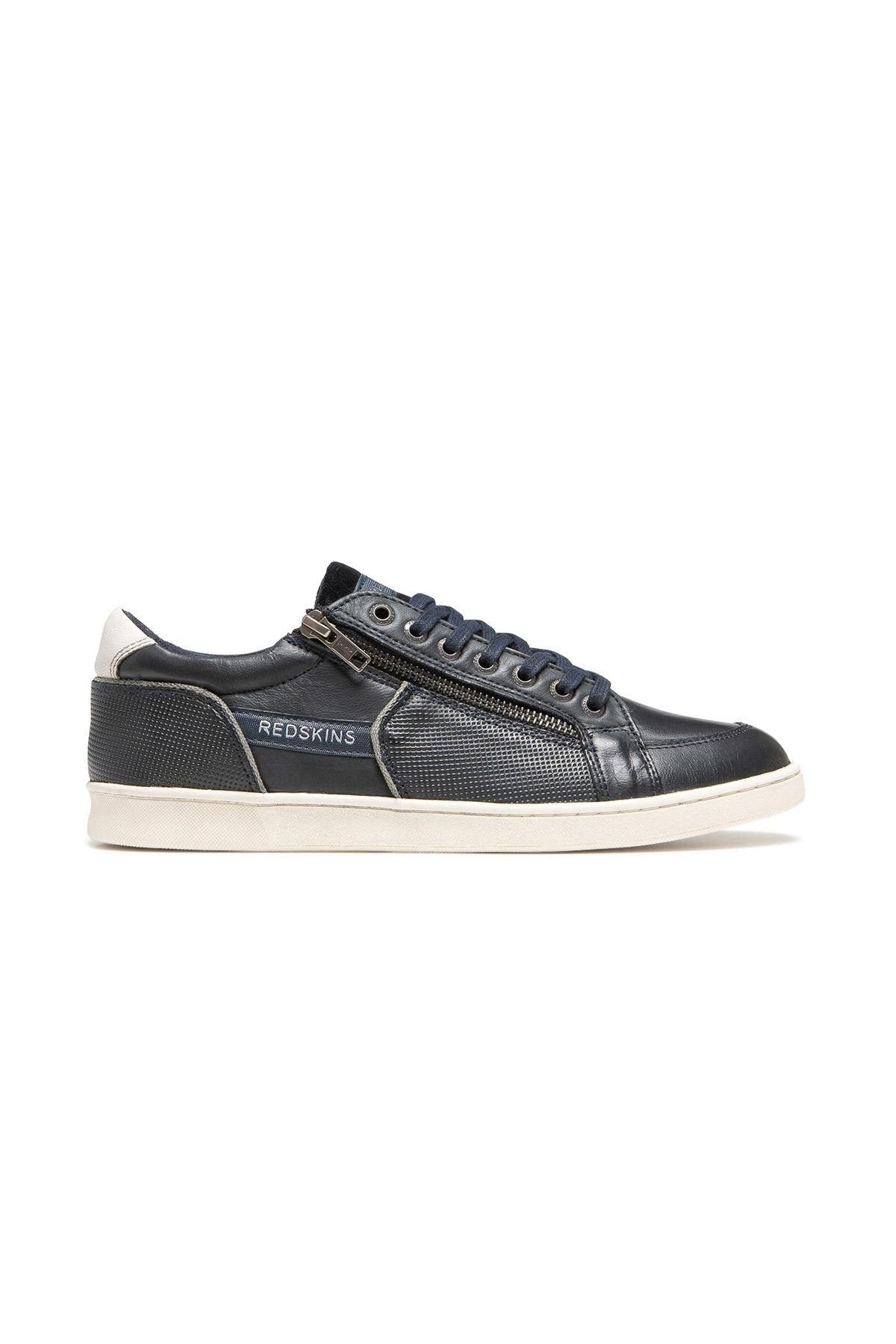 Navy and ecru leather sneakers - Image n°5